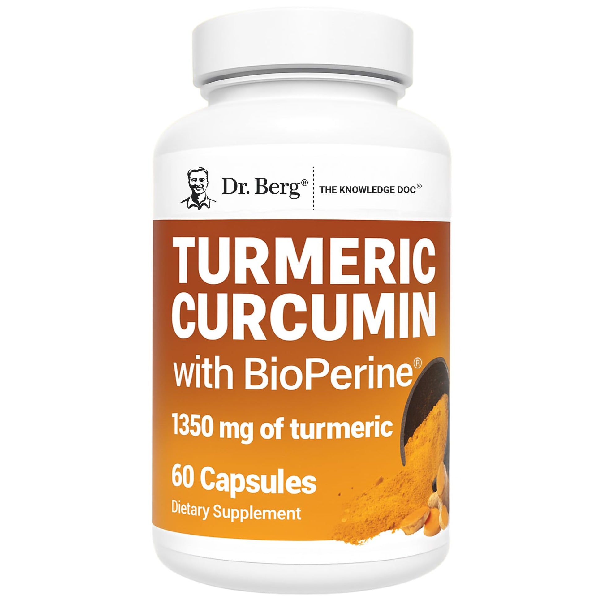 Dr. Berg Nutritionals Turmeric Curcumin with Black Pepper (BioPerine) 1350 mg, 60 Capsules