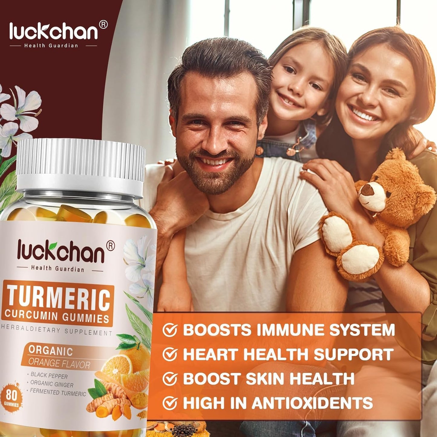 LUCKCHAN Turmeric Curcumin Gummies 160 Count