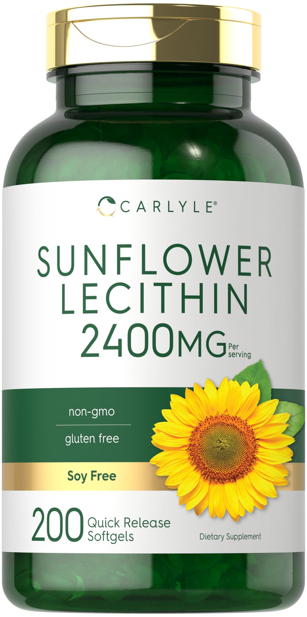Carlyle Sunflower Lecithin Softgel Capsules | 2400mg | 200 Pills