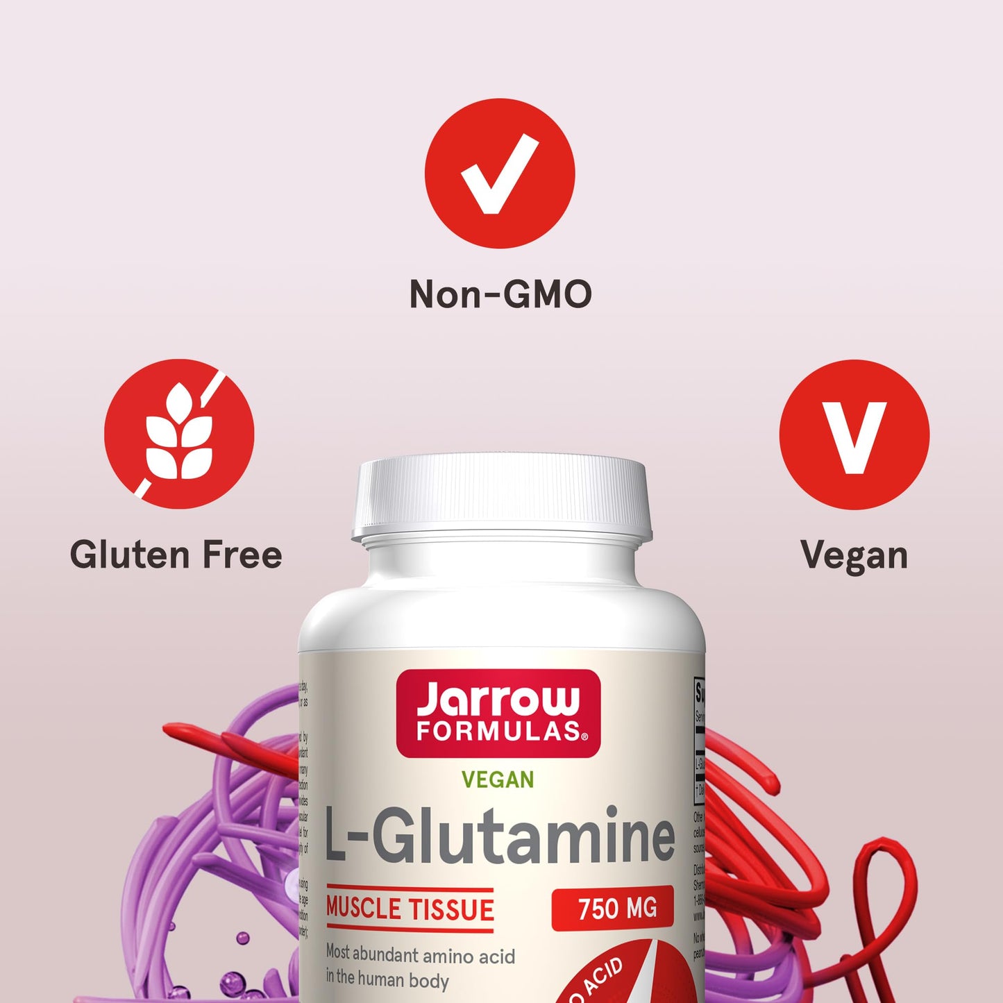 Jarrow Formulas L-Glutamine 750 mg Capsule, 120 Capsules