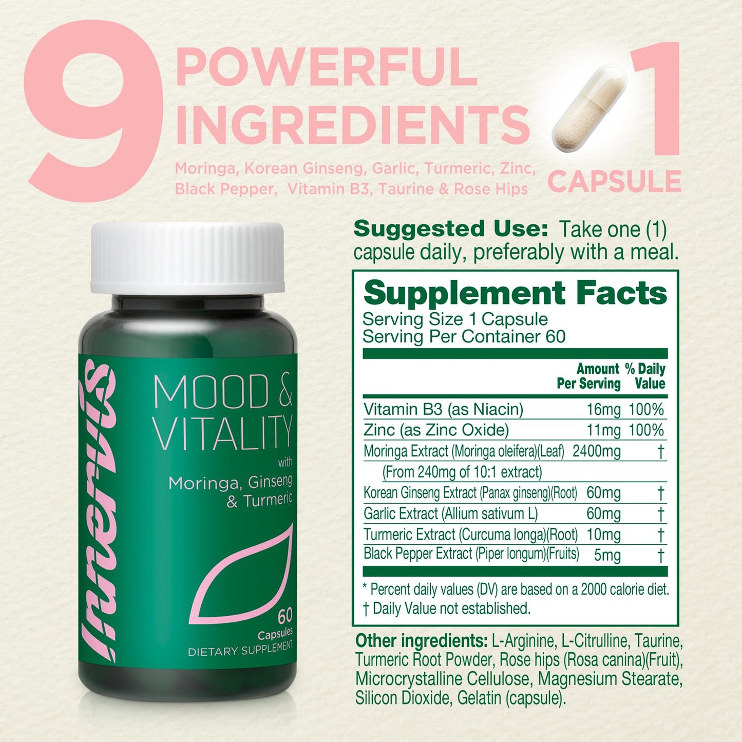 INNERVISNUTRITION Mood & Vitality Supplement for Women Capsule 1 Count