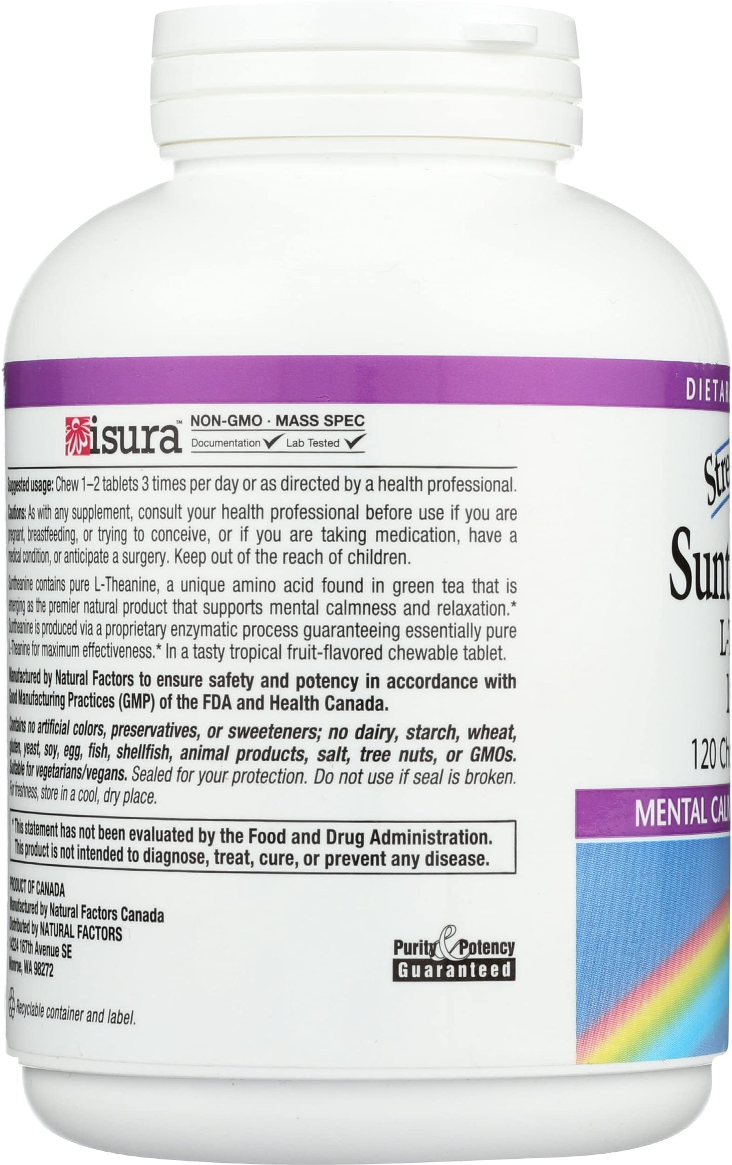 Natural Factors Stress-Relax Suntheanine L-Theanine 100 mg Tablet, 120 Tablets