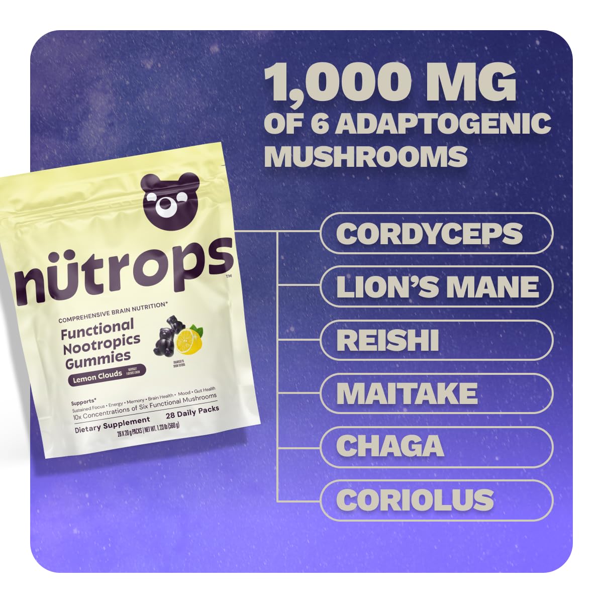 Grüns Lions Mane Mushroom Gummies, 224 Count