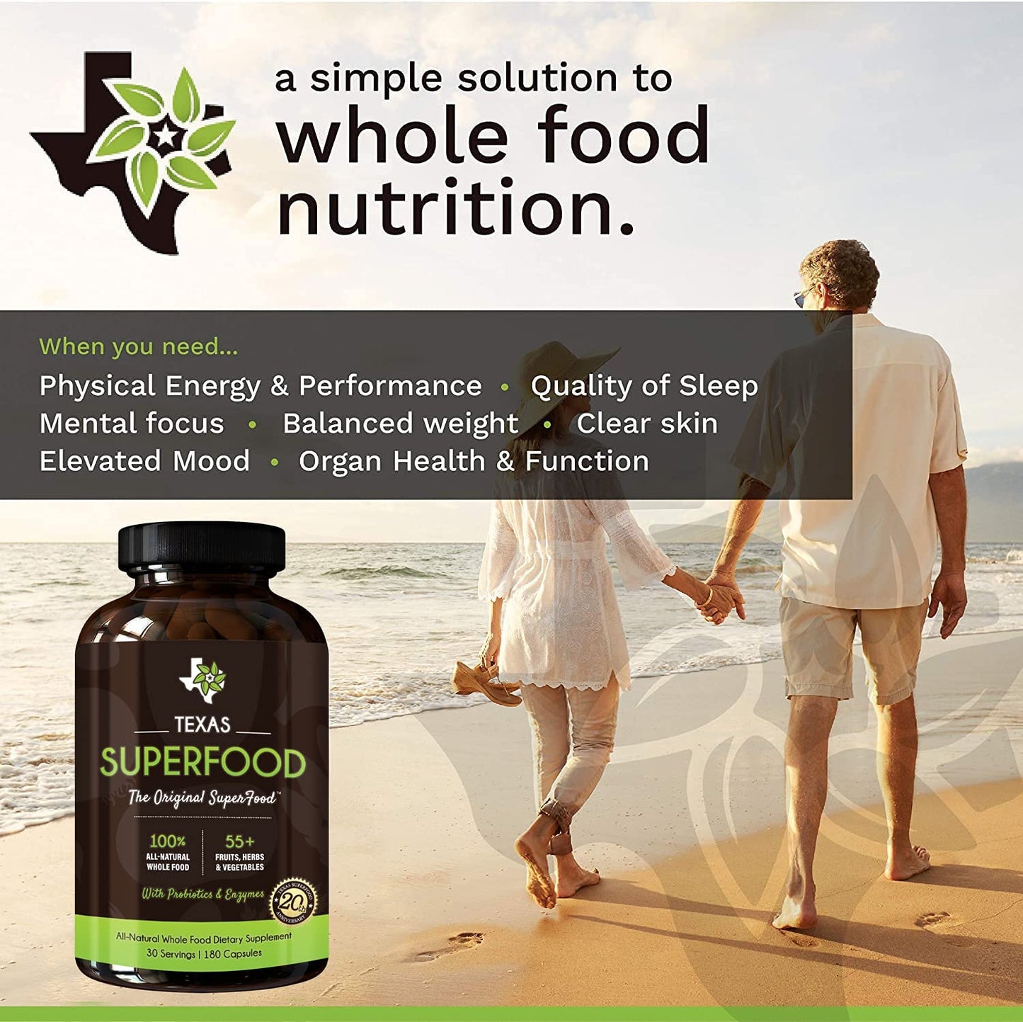 Texas SuperFood Original Superfood Capsules 180 Capsules