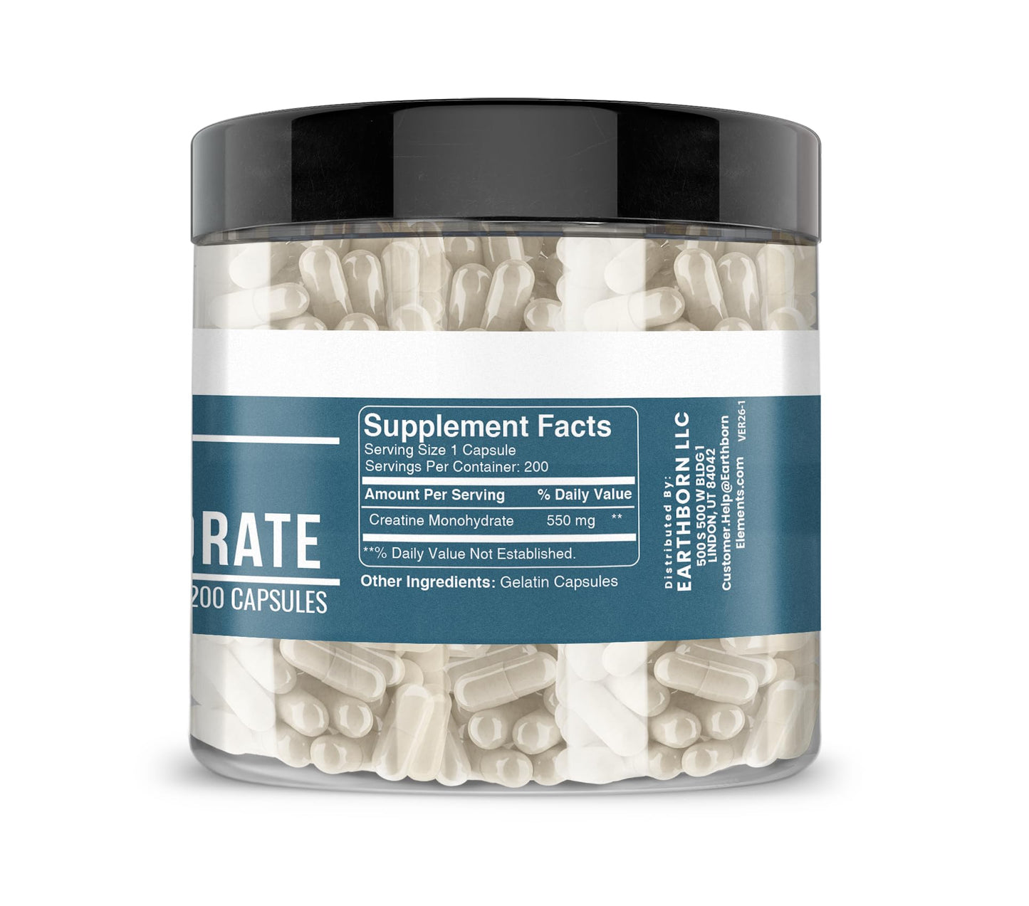 Earthborn Elements Creatine Monohydrate Capsules 200 Count