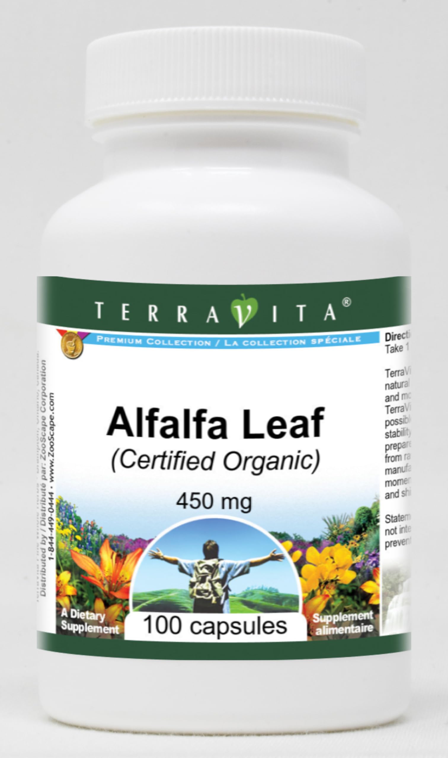 Terravita Alfalfa Leaf (Certified Organic) 450 mg Capsules, 300 Count