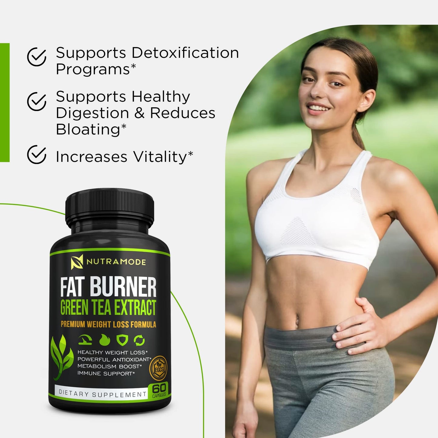 NUTRAMODE Premium Green Tea Extract Fat Burner Capsule 120 Count