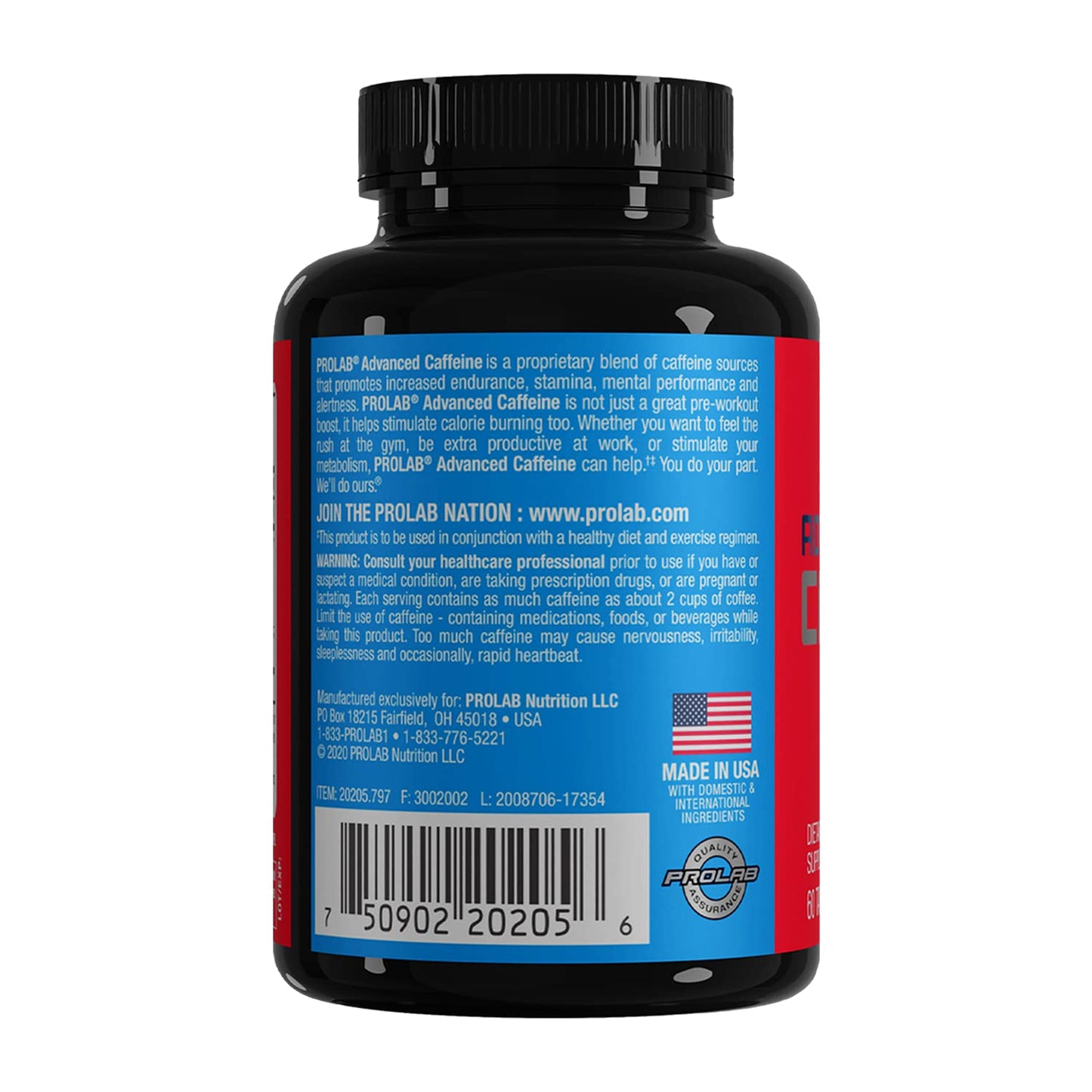 ProLab Caffeine 200mg, Green Tea Extract, Energy & Focus Tablets, 60 Count