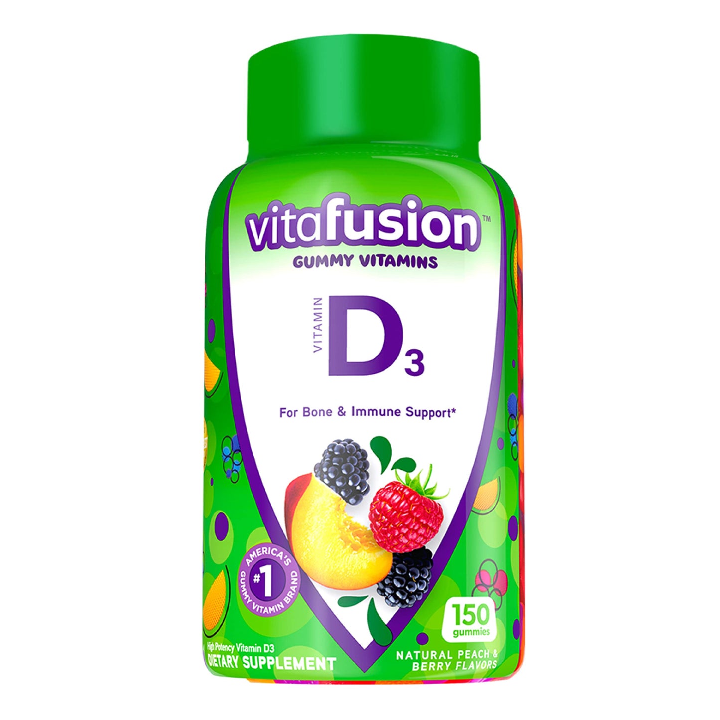 Vitafusion Fiber Well Sugar Free Fiber Supplement & Vitamin D3 Gummies, 150 Count