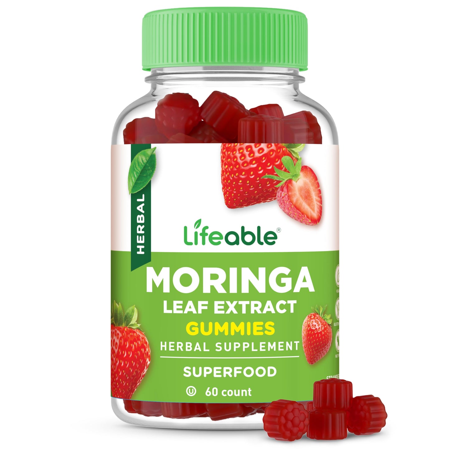 Lifeable Moringa Gummies 400 mg Moringa Extract, 60 Gummies