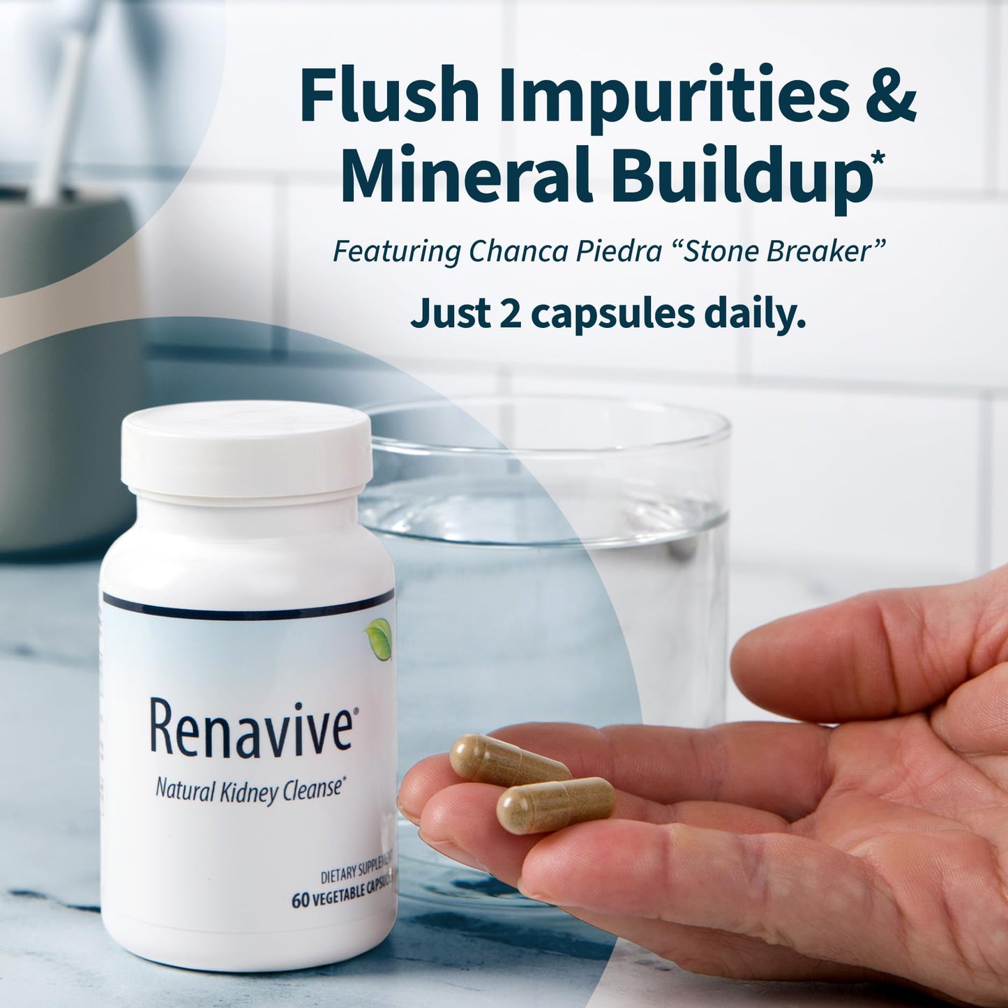 Renavive Kidney Cleanse Premium Kidney Support Capsules, 180 Capsules