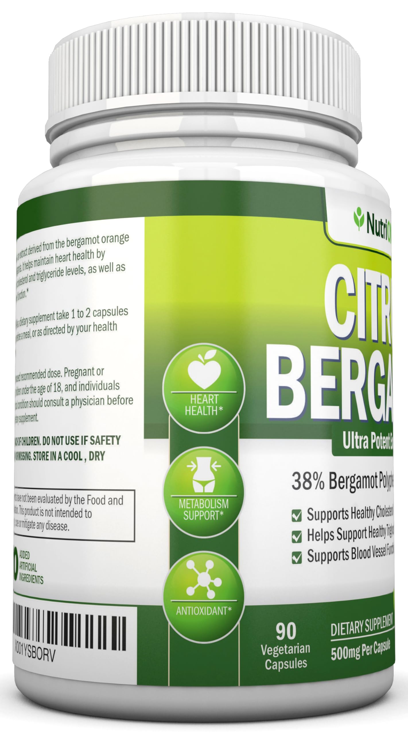 NutriONN Citrus Bergamot 500 mg Capsules 90 Count