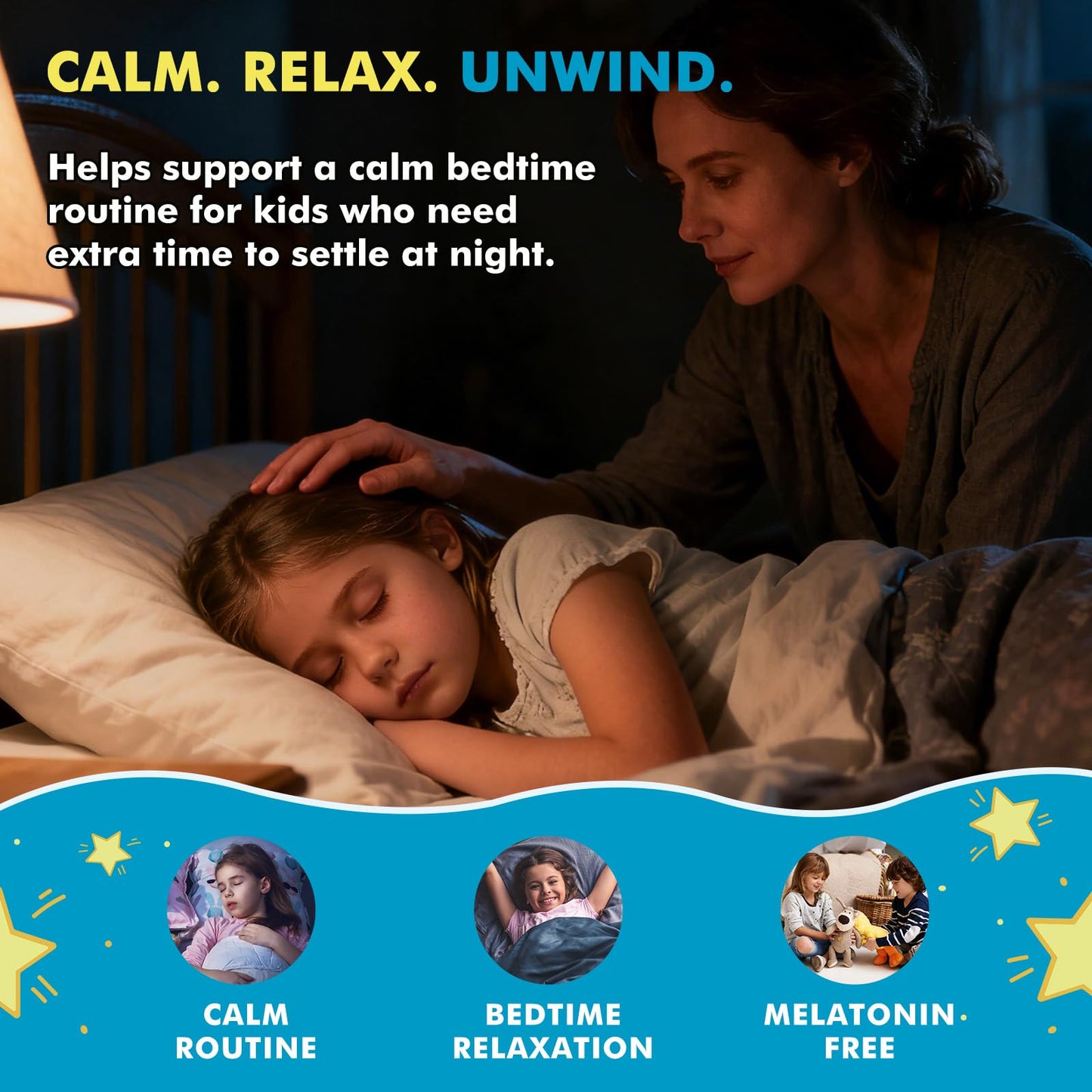 LUCNVEM Kids Sleep Gummies with Magnesium Bisglycinate – Melatonin-Free Bedtime Relaxation Support for Kids – L-Theanine, GABA, Chamomile & Lemon Balm – Sugar Free, 120 Gummies