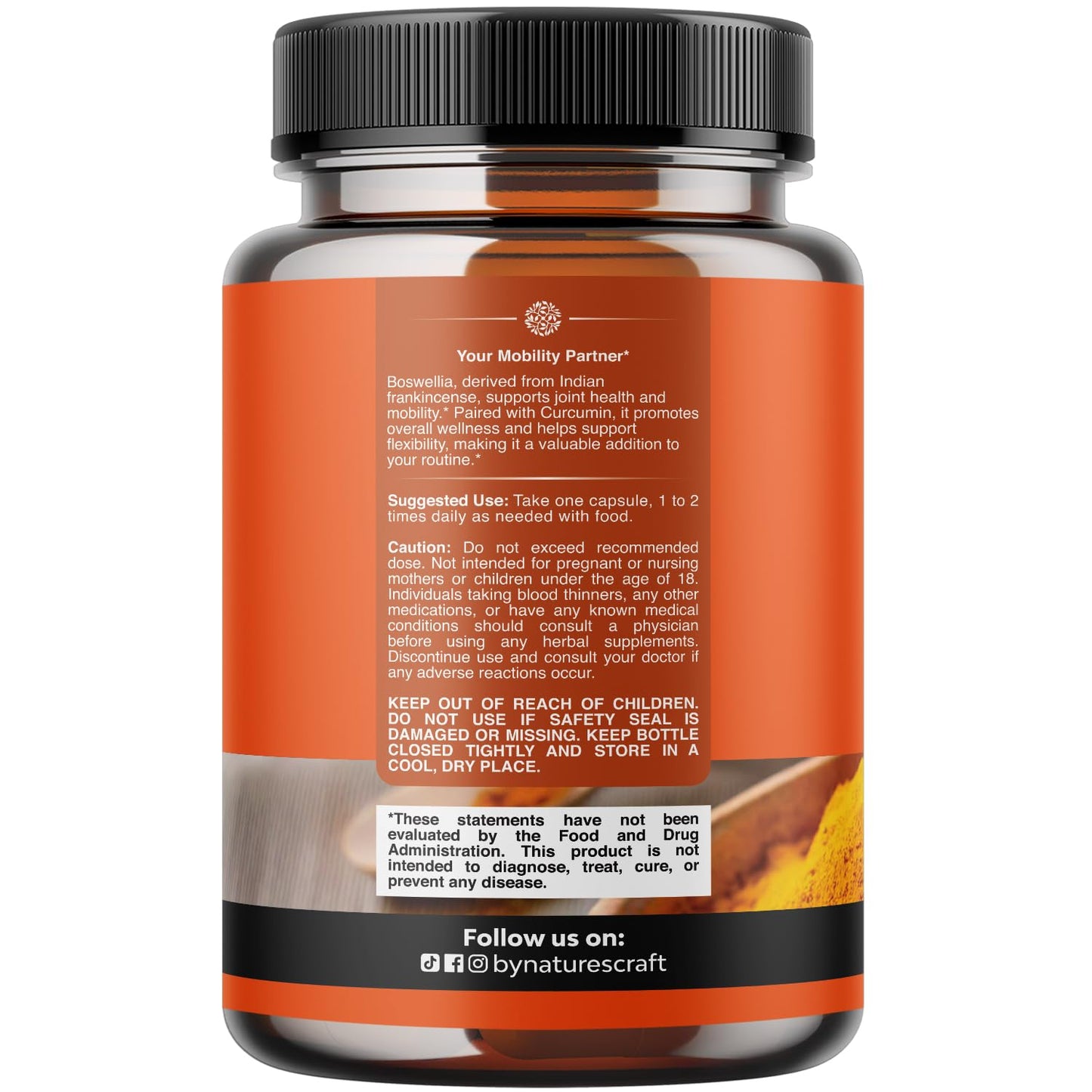 Natures Craft Boswellia Extract with Turmeric Capsules 500mg per Serving, 90 Count