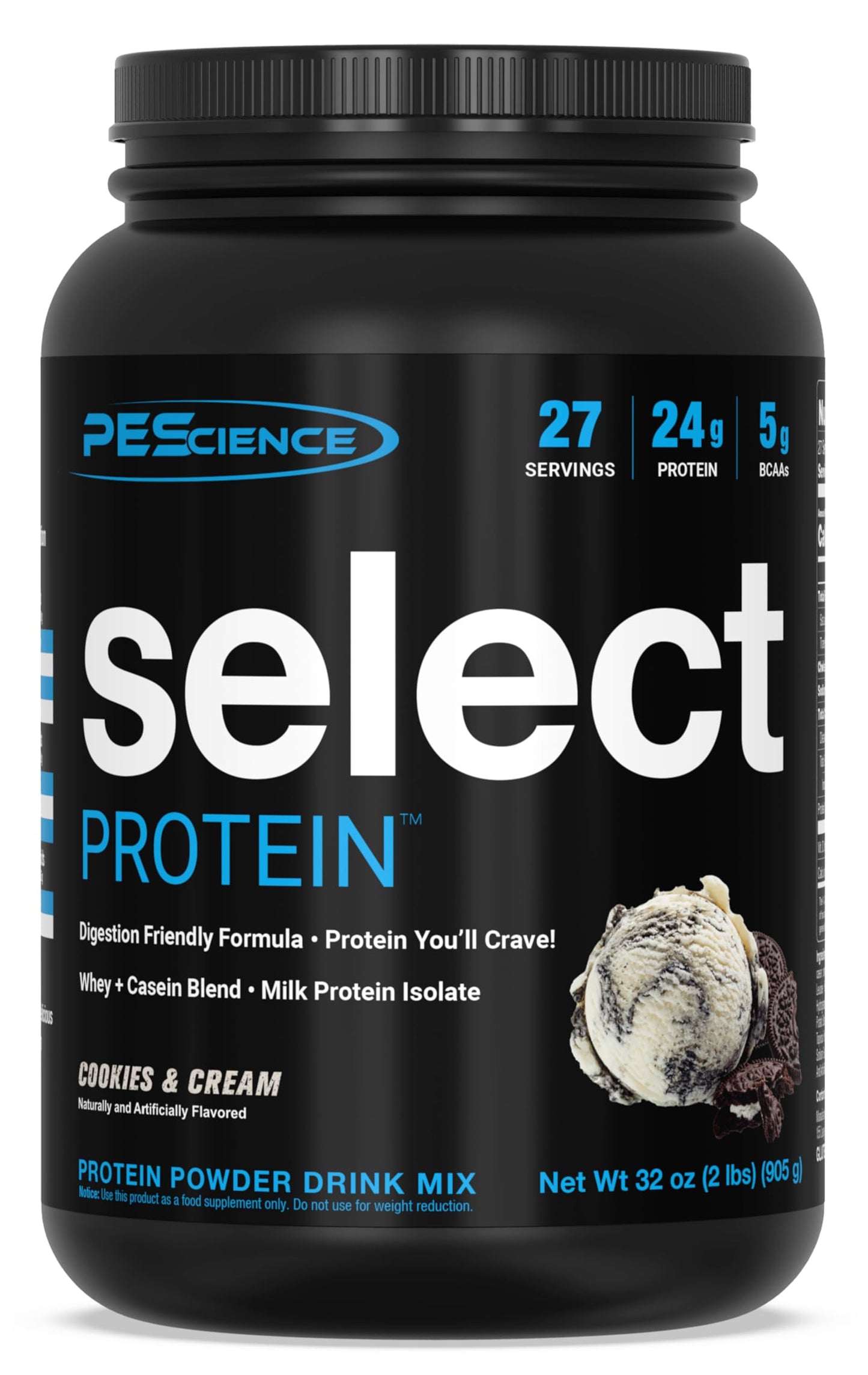 PEScience Select Protein Powder, Whey and Casein Blend, Cookies and Cream 32 Servings