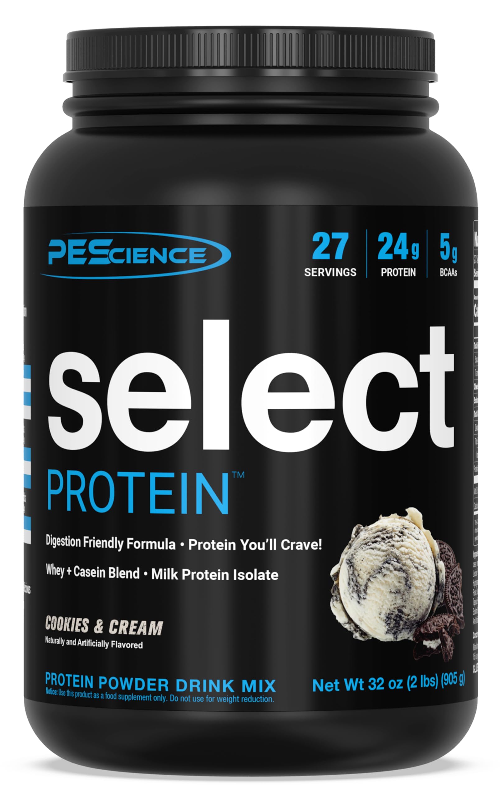 PEScience Select Protein Powder, Whey and Casein Blend, Cookies and Cream 32 Servings