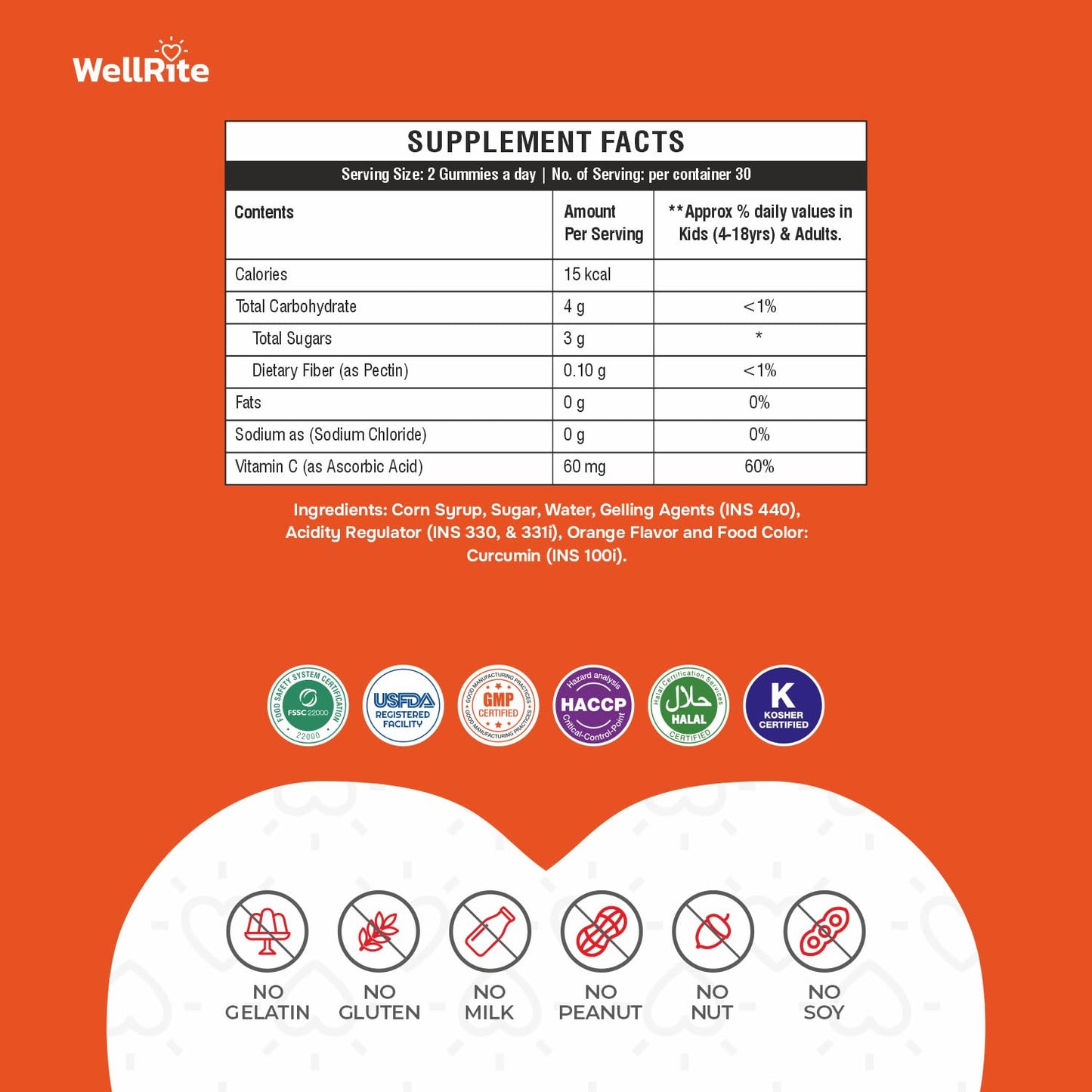 Wellrite Vitamin C Gummies Gummy, 60 Count