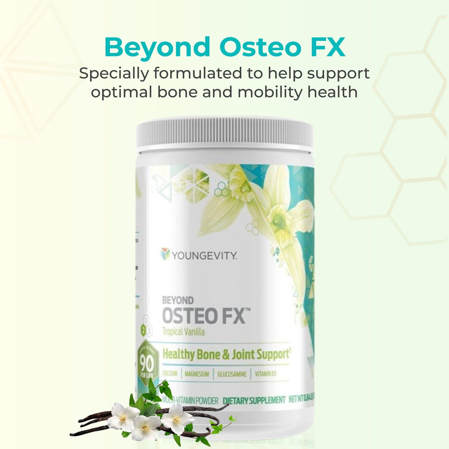 Youngevity Beyond Osteo-FX Powder 12.5 Oz – Calcium Citrate Supplement with Vitamin D3, Tri-Calcium Phosphate, Magnesium, and Zinc – Non-GMO, Gluten-Free – Tropical Vanilla