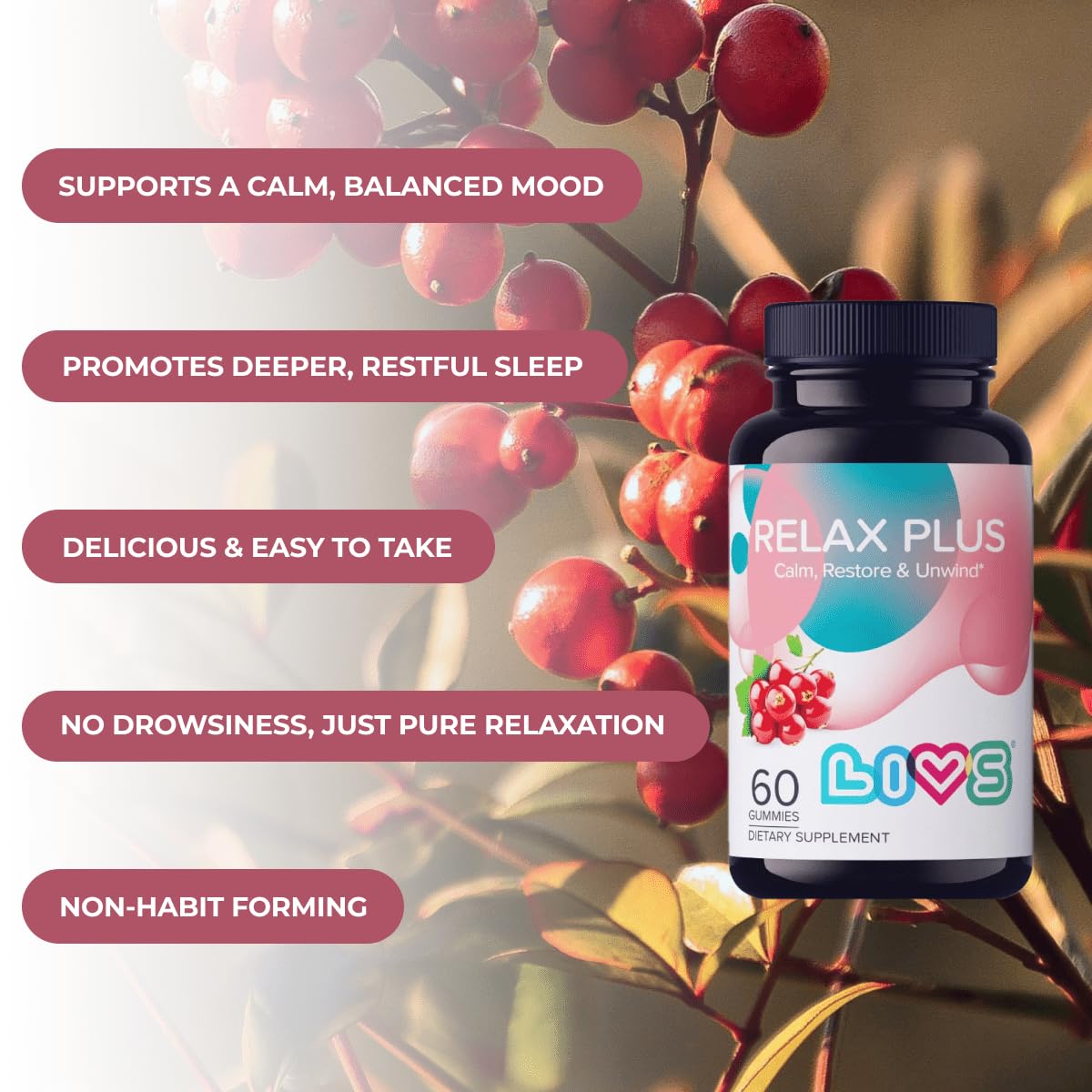 LIVS Relax Plus Gummies 120 Count