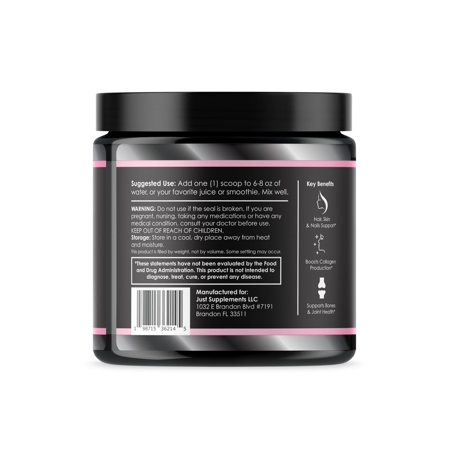 JS JUST SUPPLEMENTS Beauty Multi Collagen with Vitamin C, Biotin, Hyaluronic Acid & Keratin Peptides, Type I, II, III, V, X Powder, 8.4 oz