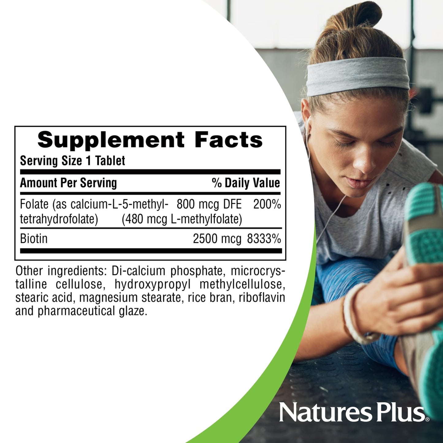 NaturesPlus Biotin & Folic Acid (Folate) 30 Sustained Release Tablets