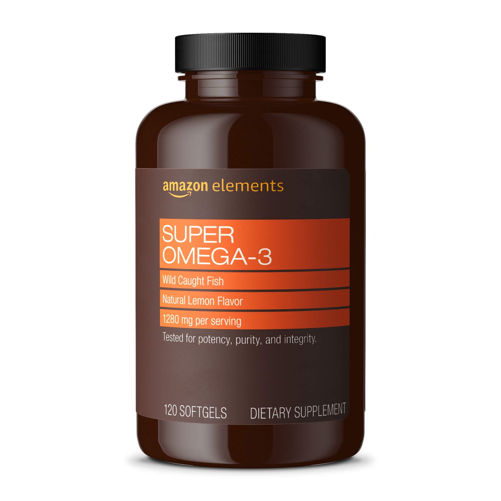 Amazon Elements Super Omega-3, Wild-Caught Fish Oil Softgel, 120 Softgels