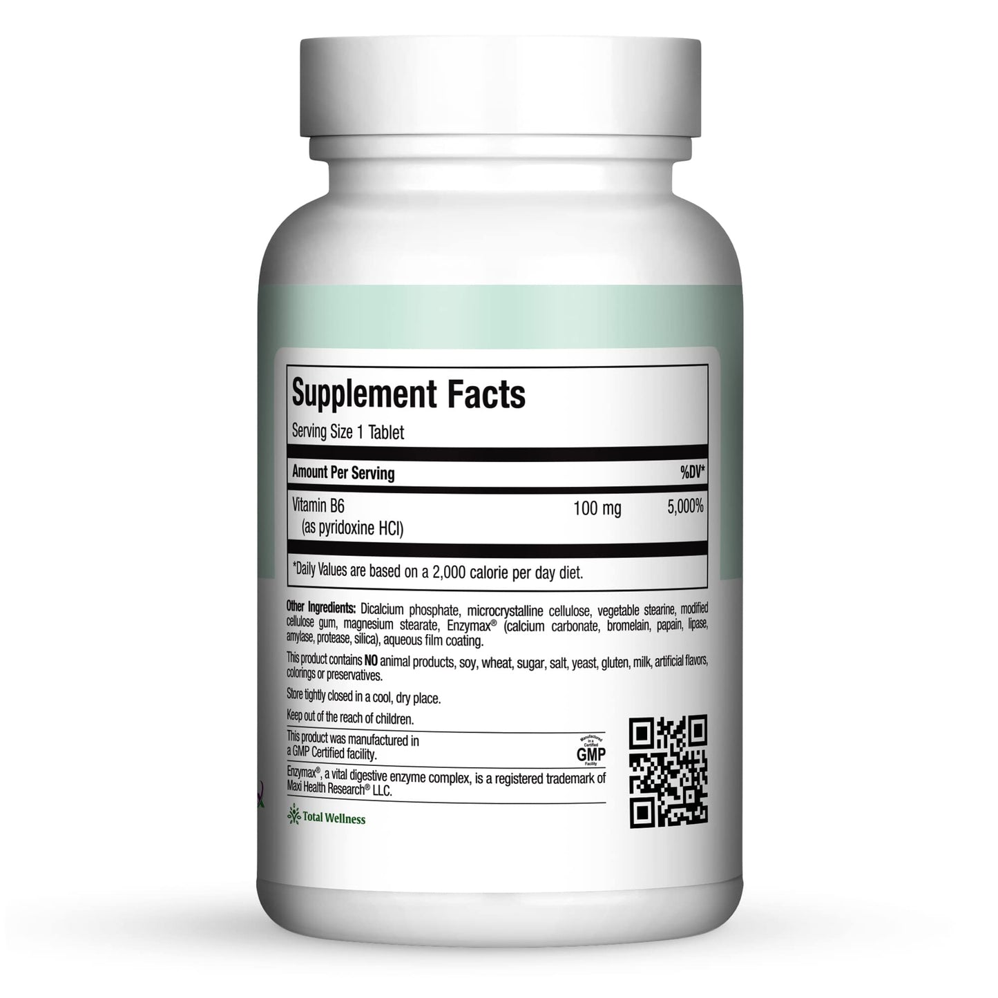 Maxi Health Vitamin B6 Supplement Capsules, 100 Count