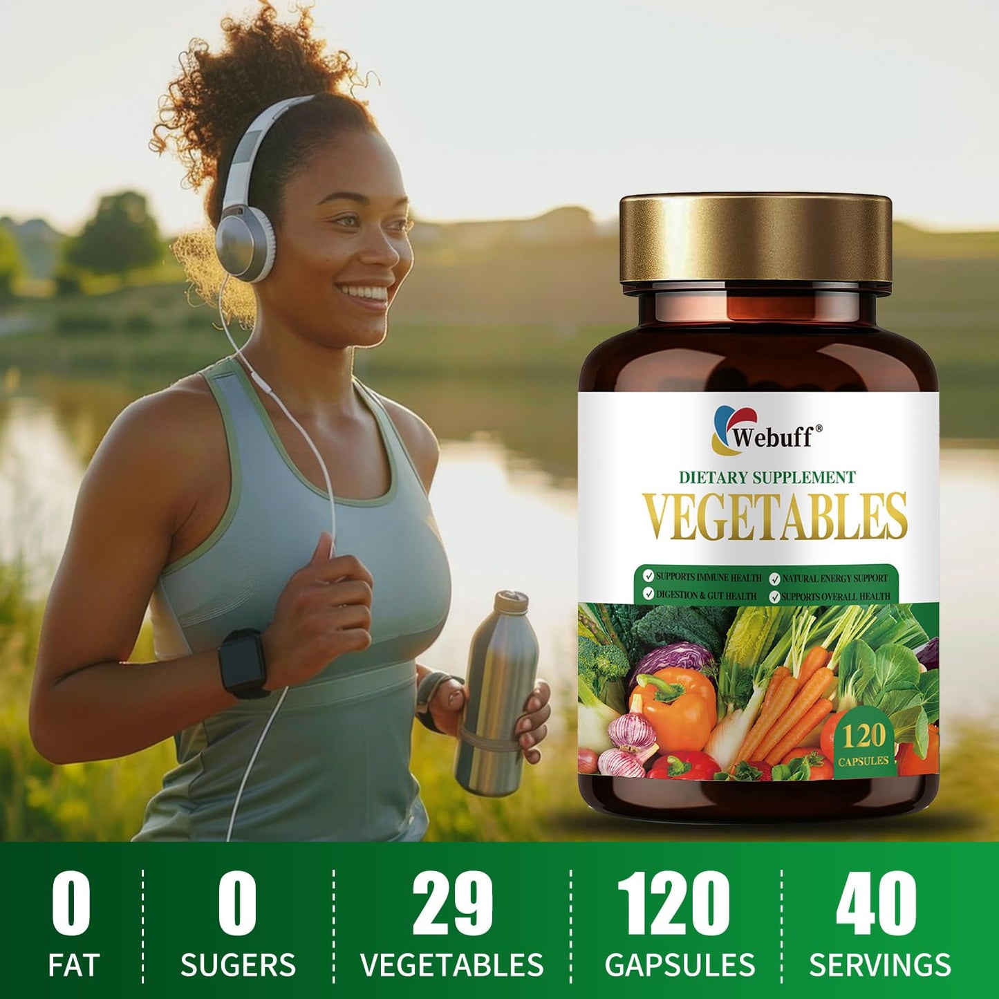 Webuff Fruits & Veggies Supplements Whole Fruit & Vegetable Capsules, 120 Capsules