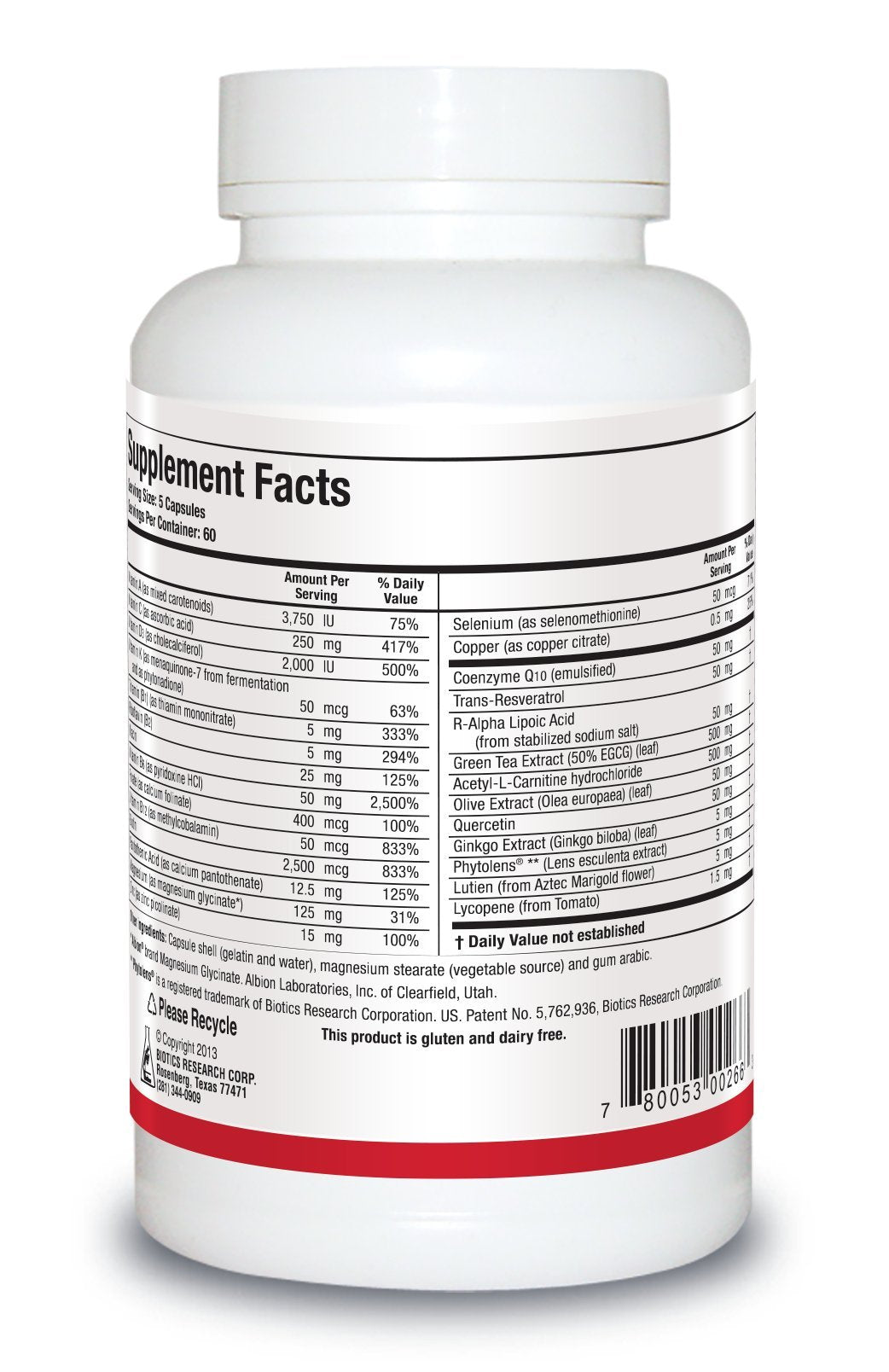 Biotics Research VasculoSirt Capsule, 300 Capsules