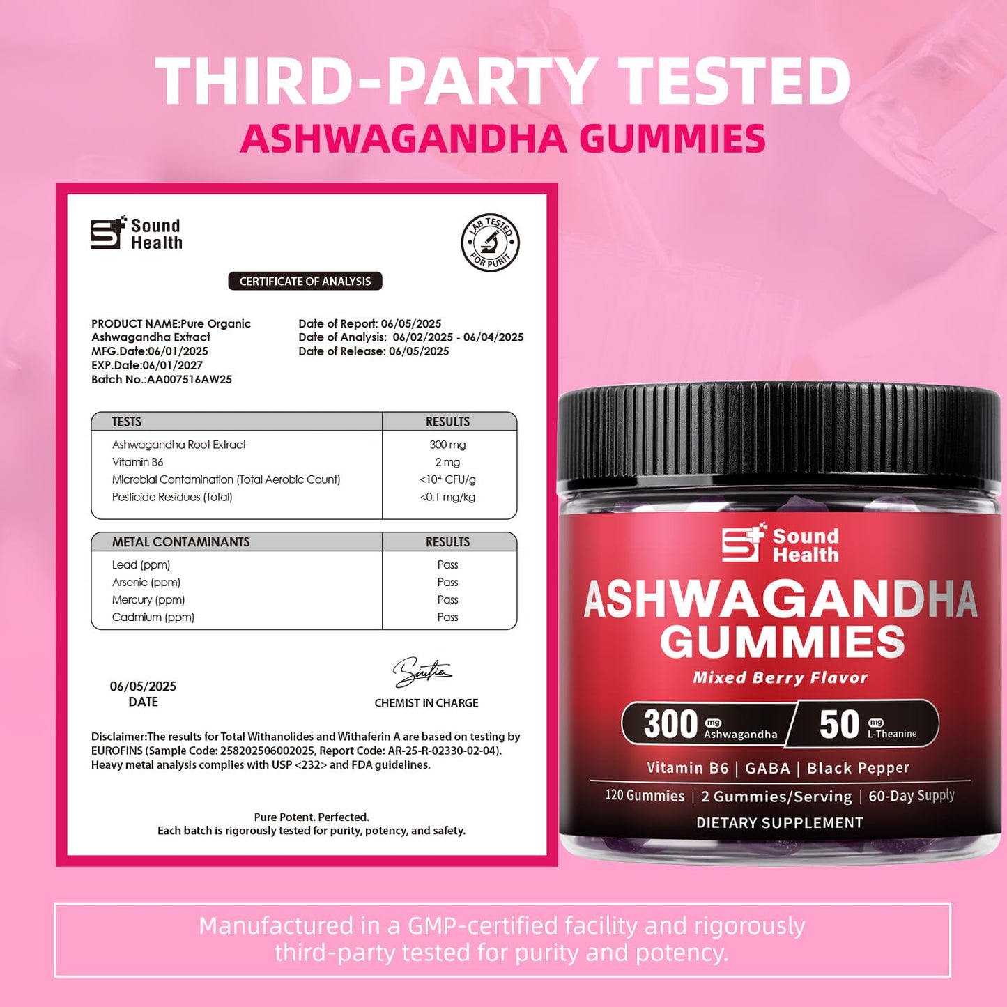 Sound Health Bloom Ashwagandha Gummies 120 Count