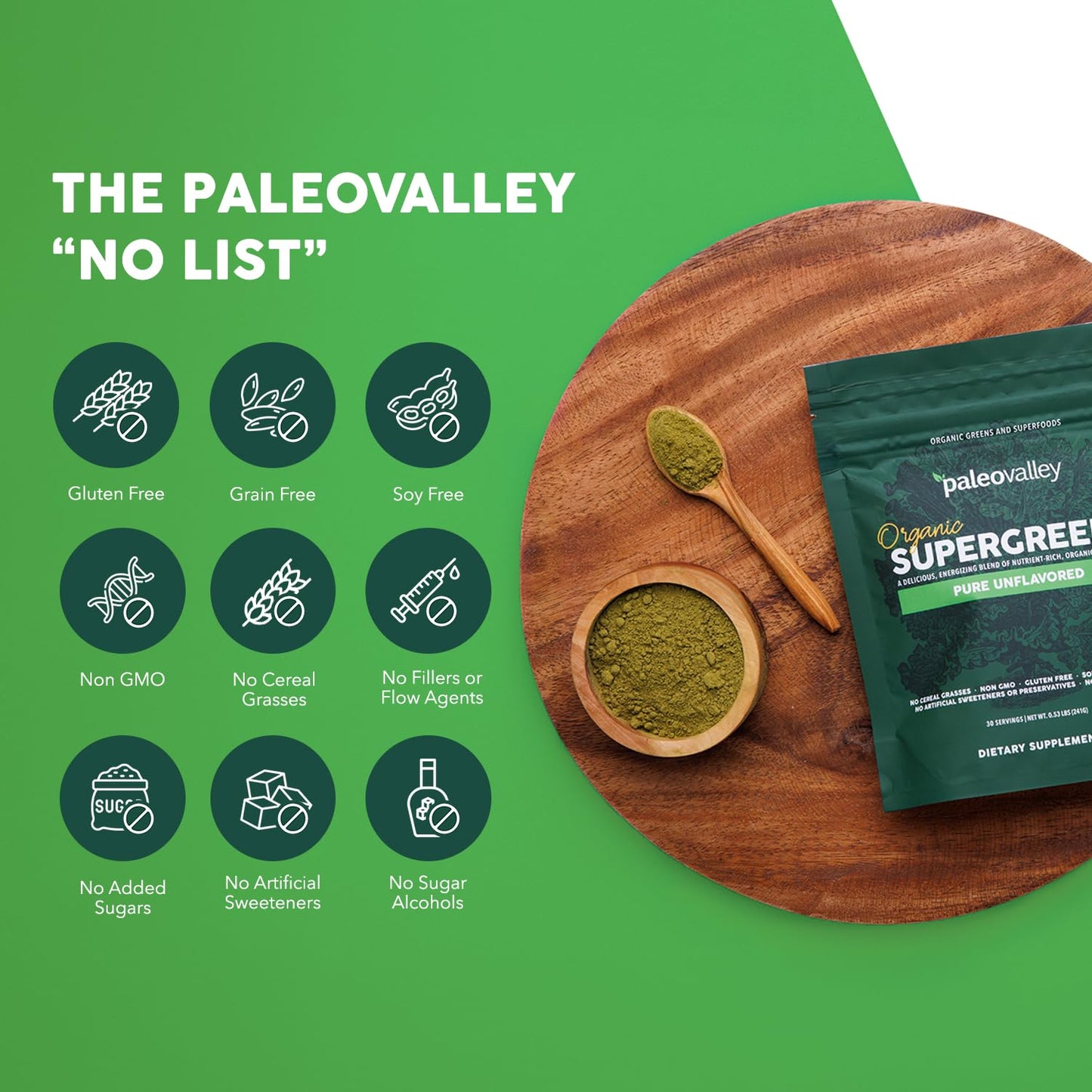 Paleovalley Organic Supergreens Powder with 23 Superfoods, Unflavored 8.48 Ounce