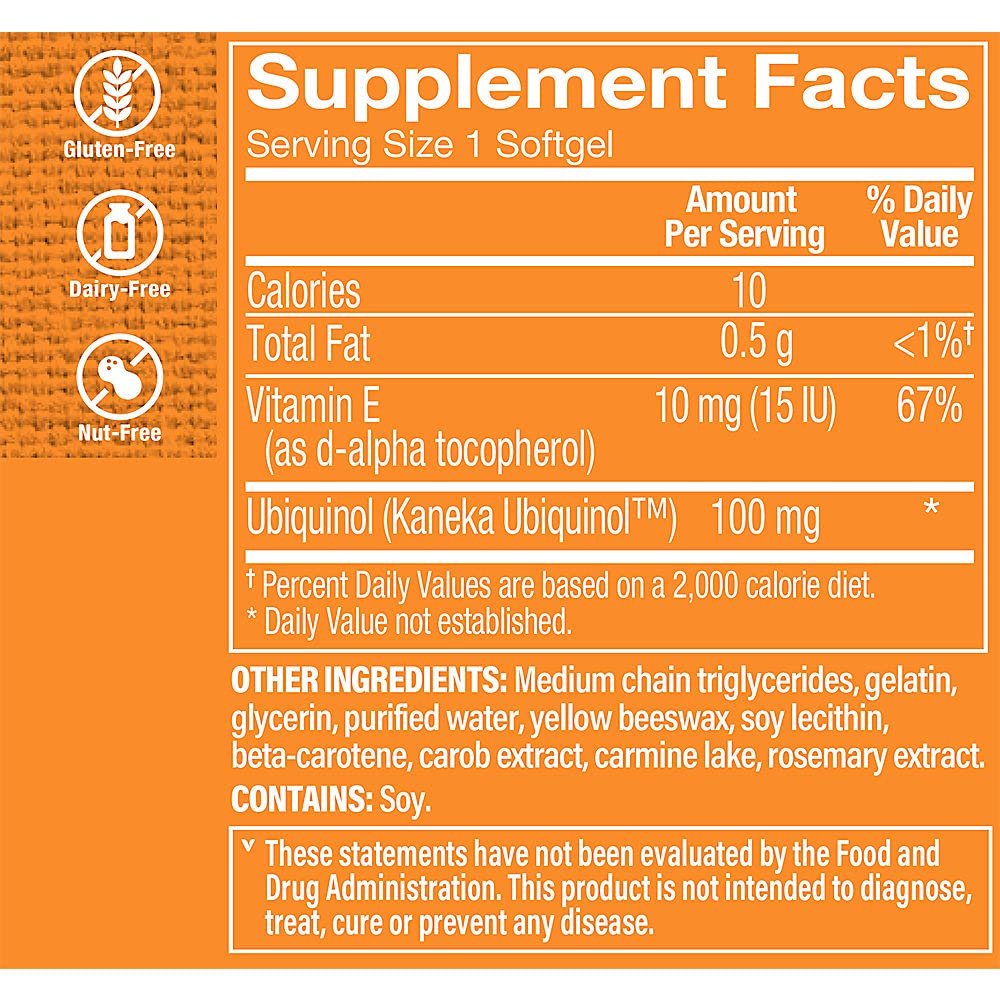 The Vitamin Shoppe Ubiquinol CoQ-10 100mg Softgels 60 Count