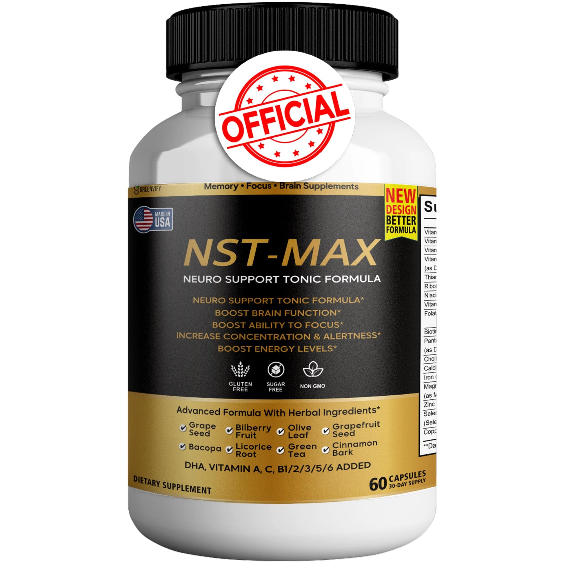 GREENVIFY NST-Max Brain Booster Capsules 60 Count