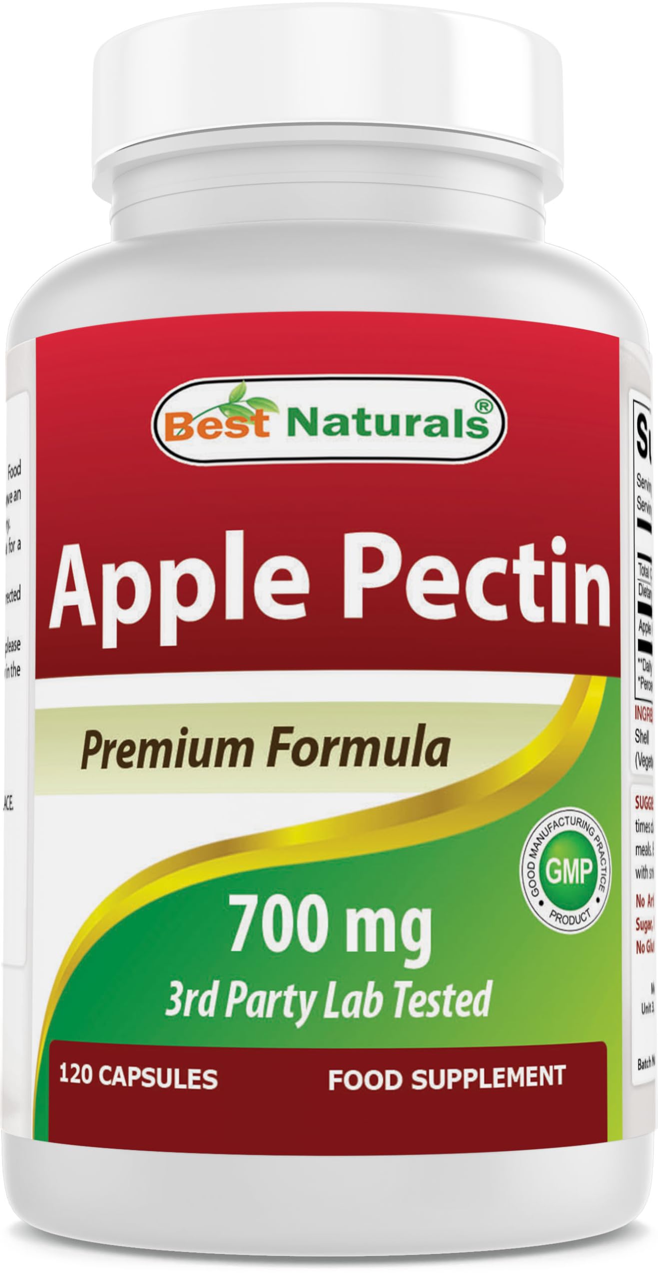 Best Naturals Apple Pectin 700 mg Capsules, 120 Count