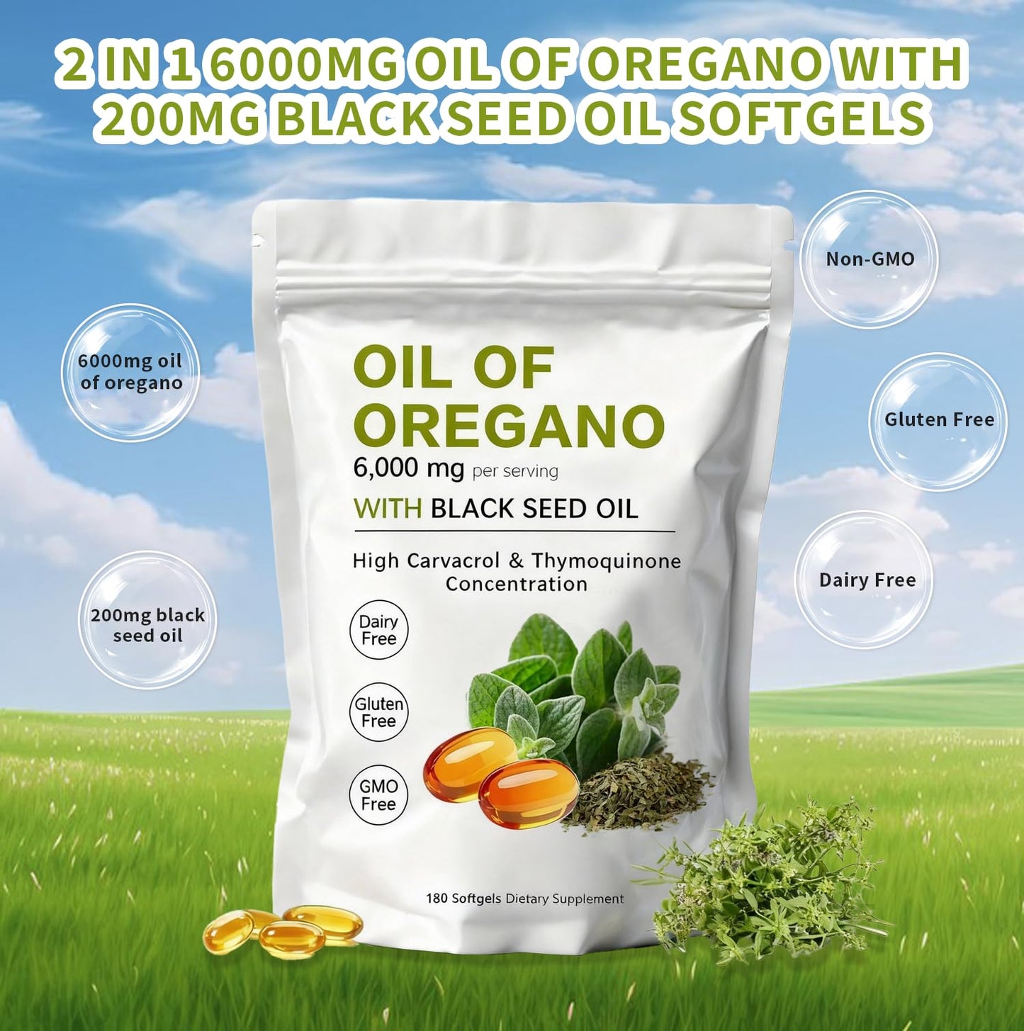 KITABIO Oil of Oregano Softgels 360 Softgels