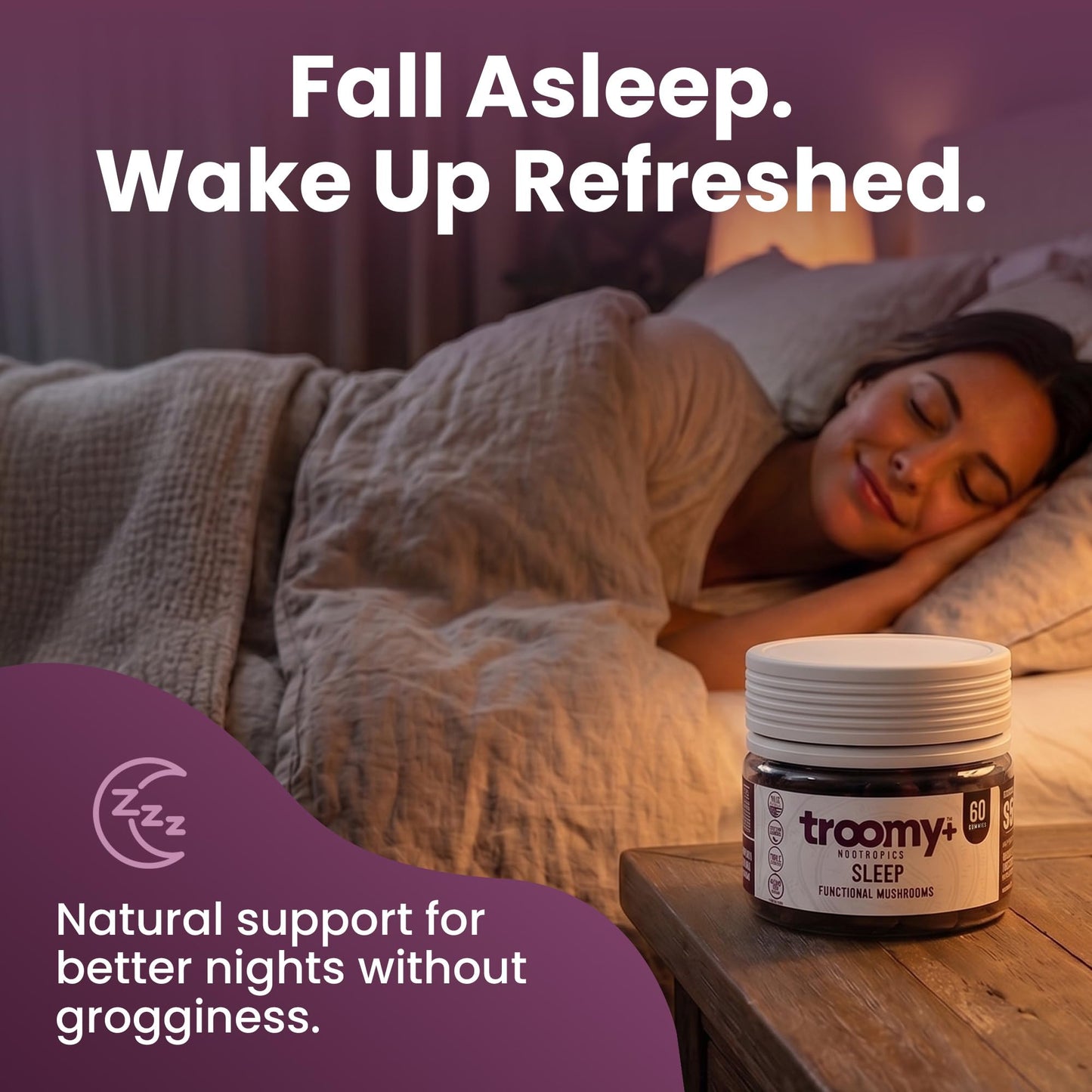 Troomy Nootropics Sleep Gummies with Melatonin, 60 Count