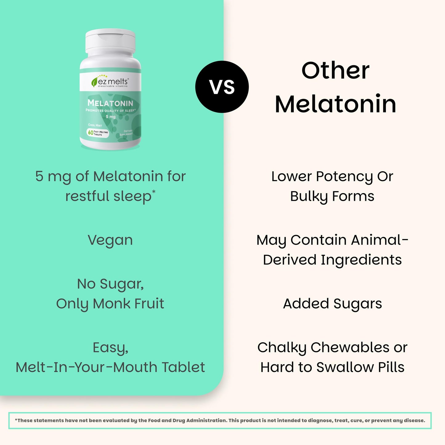 EZ Melts Melatonin Sleep Support Tablet 60 Tablets