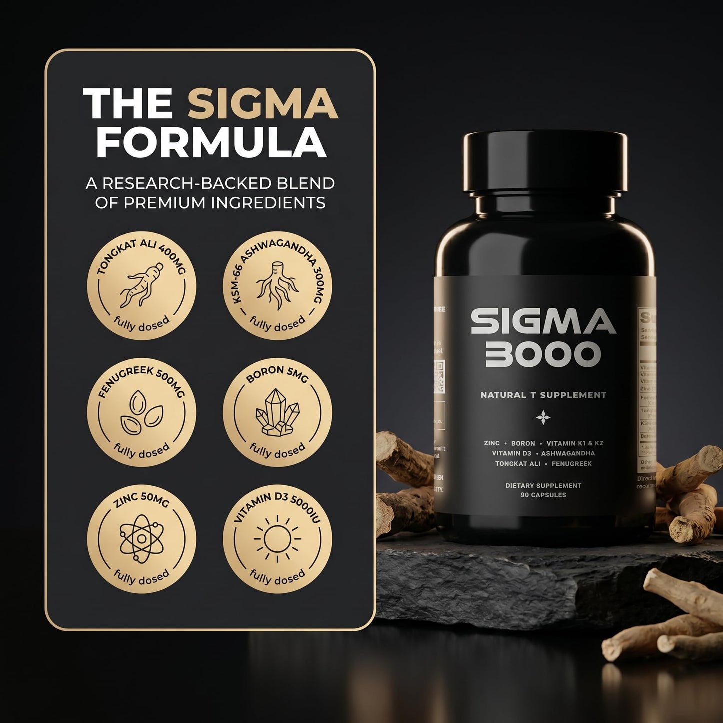 SIGMA 3000 Testosterone Booster for Men Capsule, 90 Count