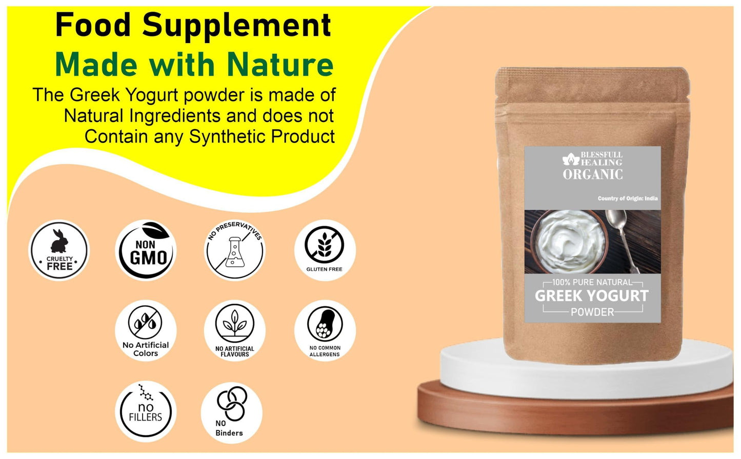 Blessfull Healing Organic Greek Yogurt Powder, 300 g