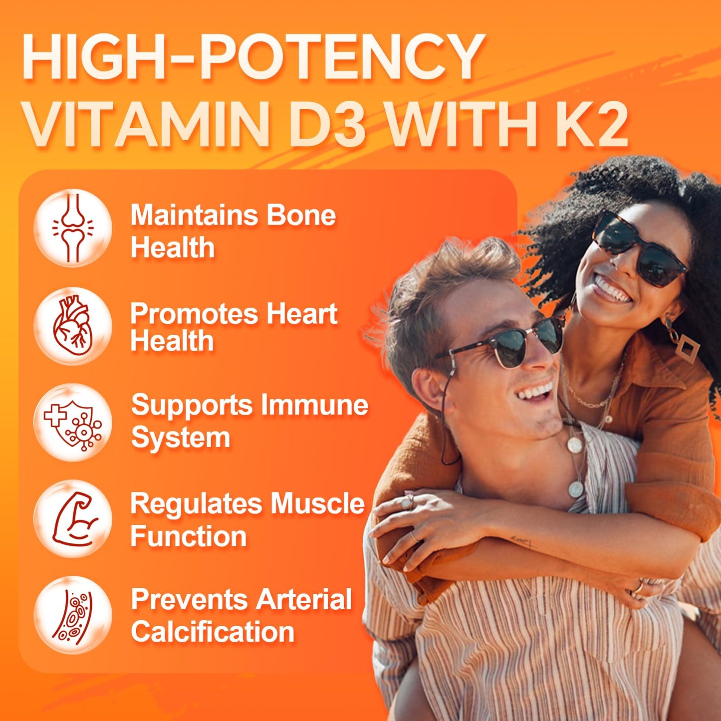 ZEBORA Vitamin D3+K2-5000 IU Vitamin D3 + 100 mcg K2 MK-7 Capsules, 120 Count