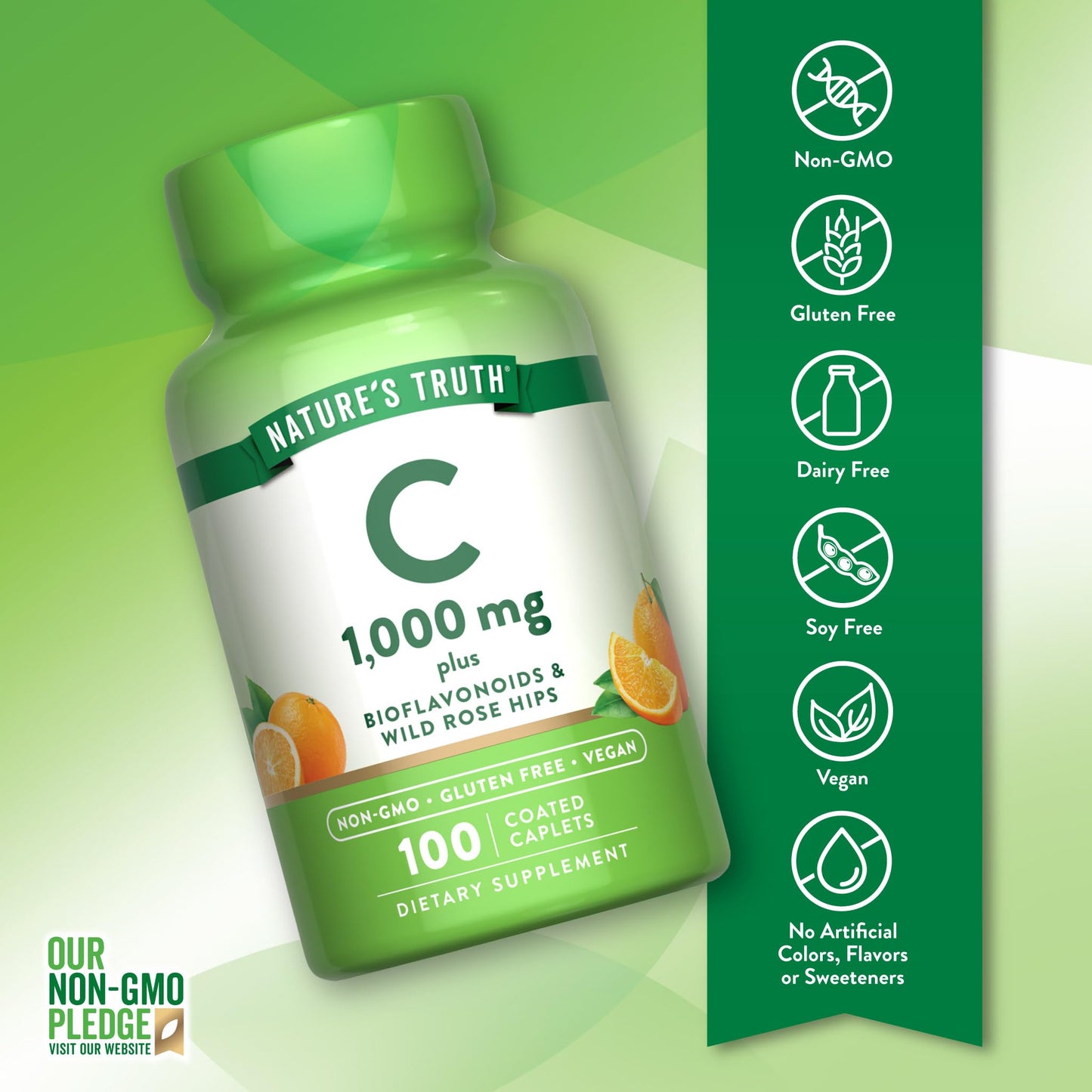 Nature's Truth Vitamin C Bioflavonoids & Rose Hips 1000mg Caplets 100