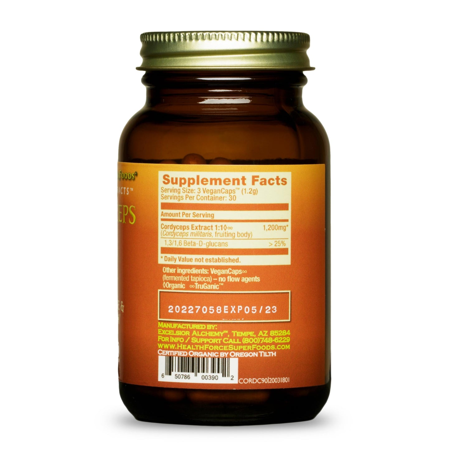 HealthForce SuperFoods Integrity Extracts Cordyceps Capsules, 90 Vegan Capsules
