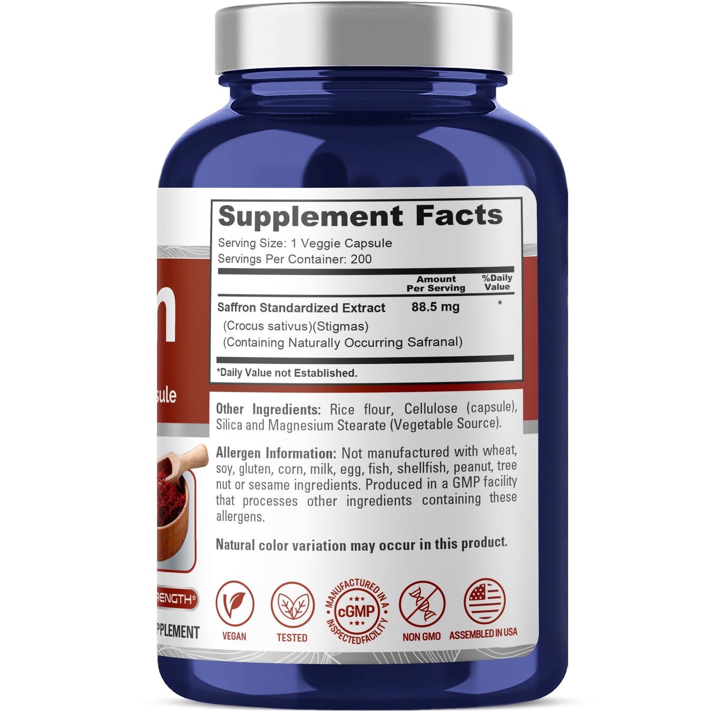 NusaPure Saffron Extract 88.5mg Capsules, 180 Count