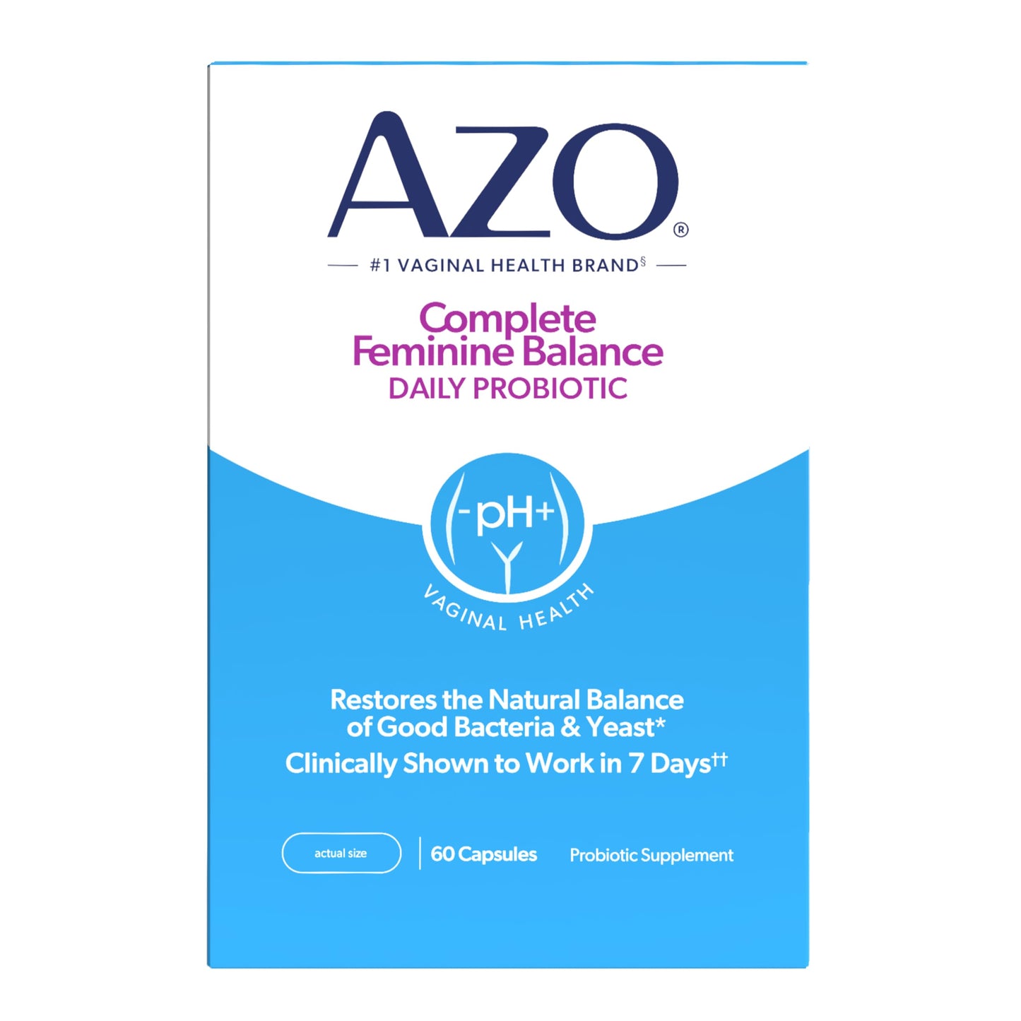 AZO Complete Feminine Balance Daily Vaginal Probiotics for Women Capsule, 60 Count