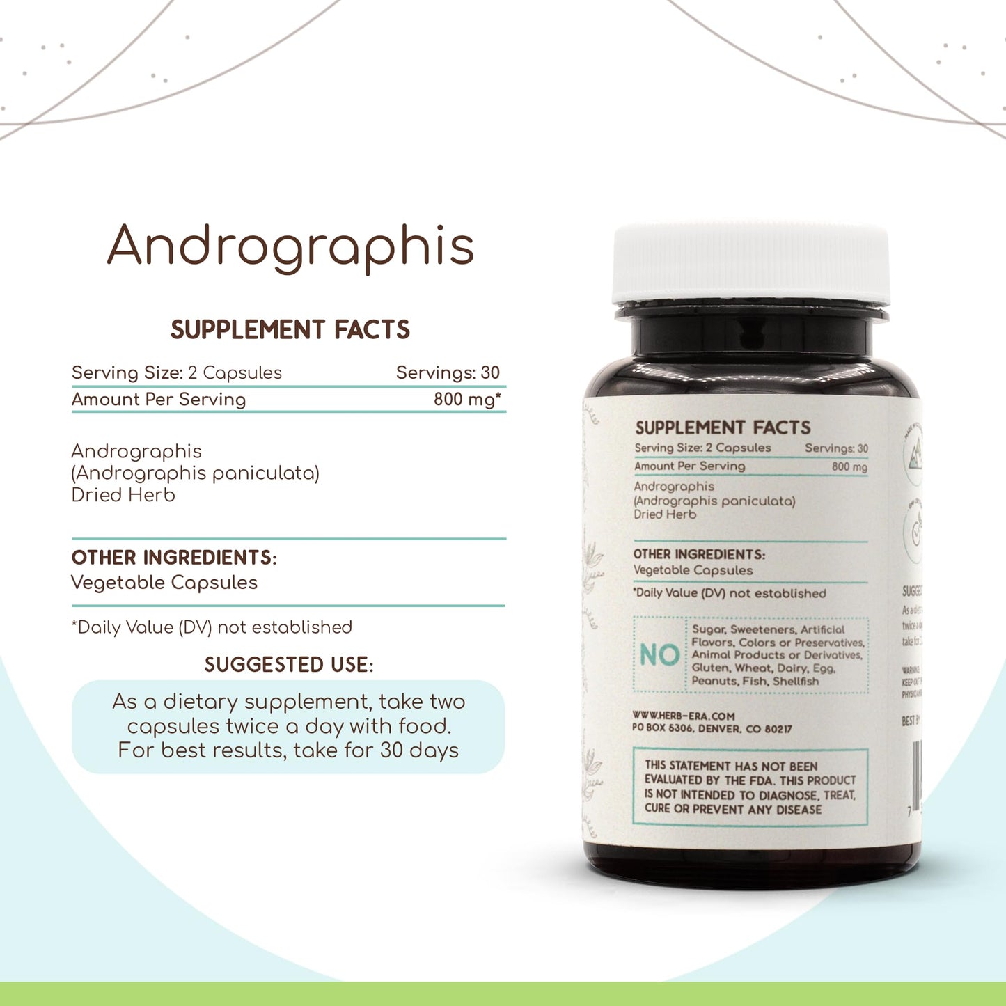 HerbEra Andrographis Paniculata Capsules, 60 Count