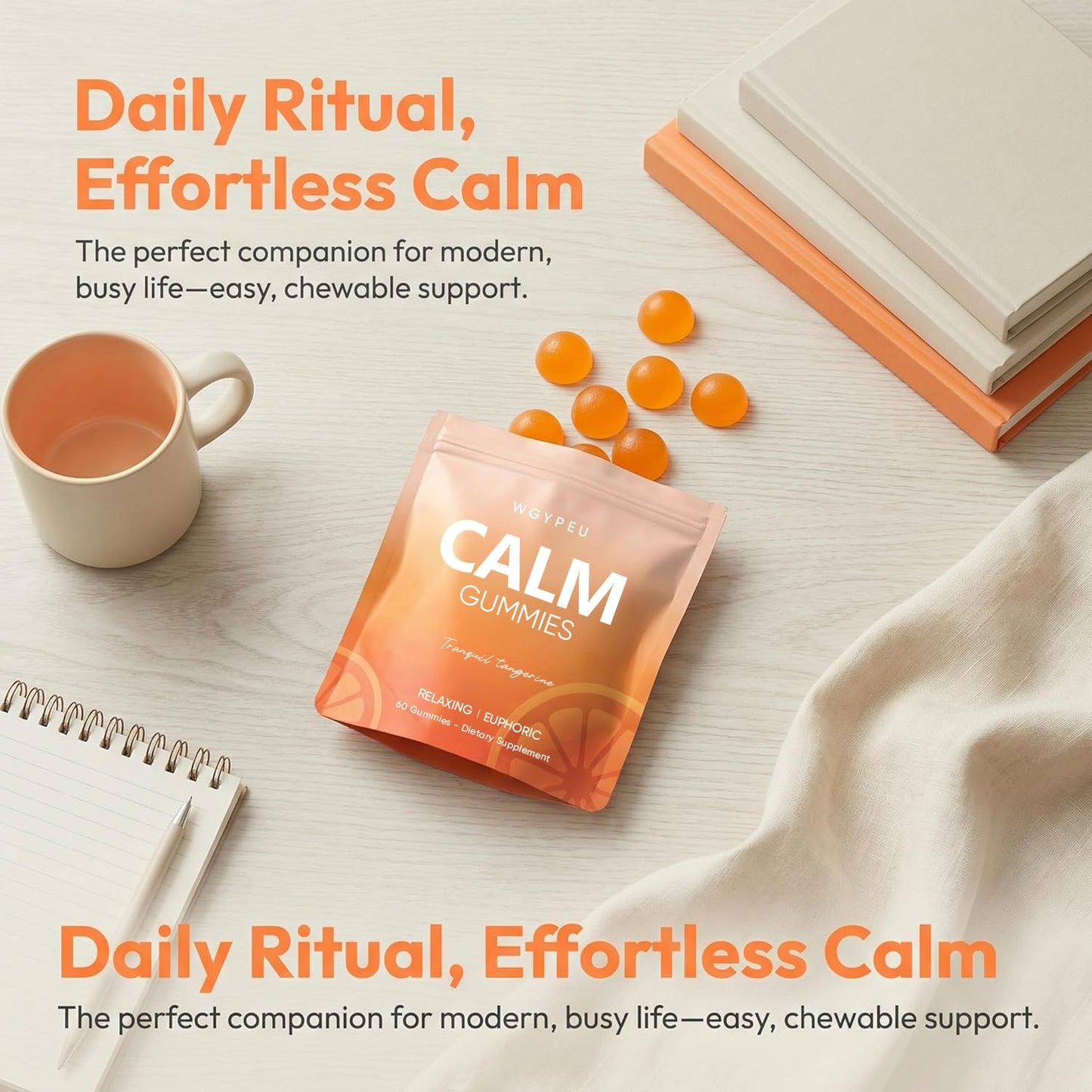 LUNESSA Calming Gummies, Tranquil Tangerine with L-Theanine, Lemon Balm & Chamomile, 60 Gummies