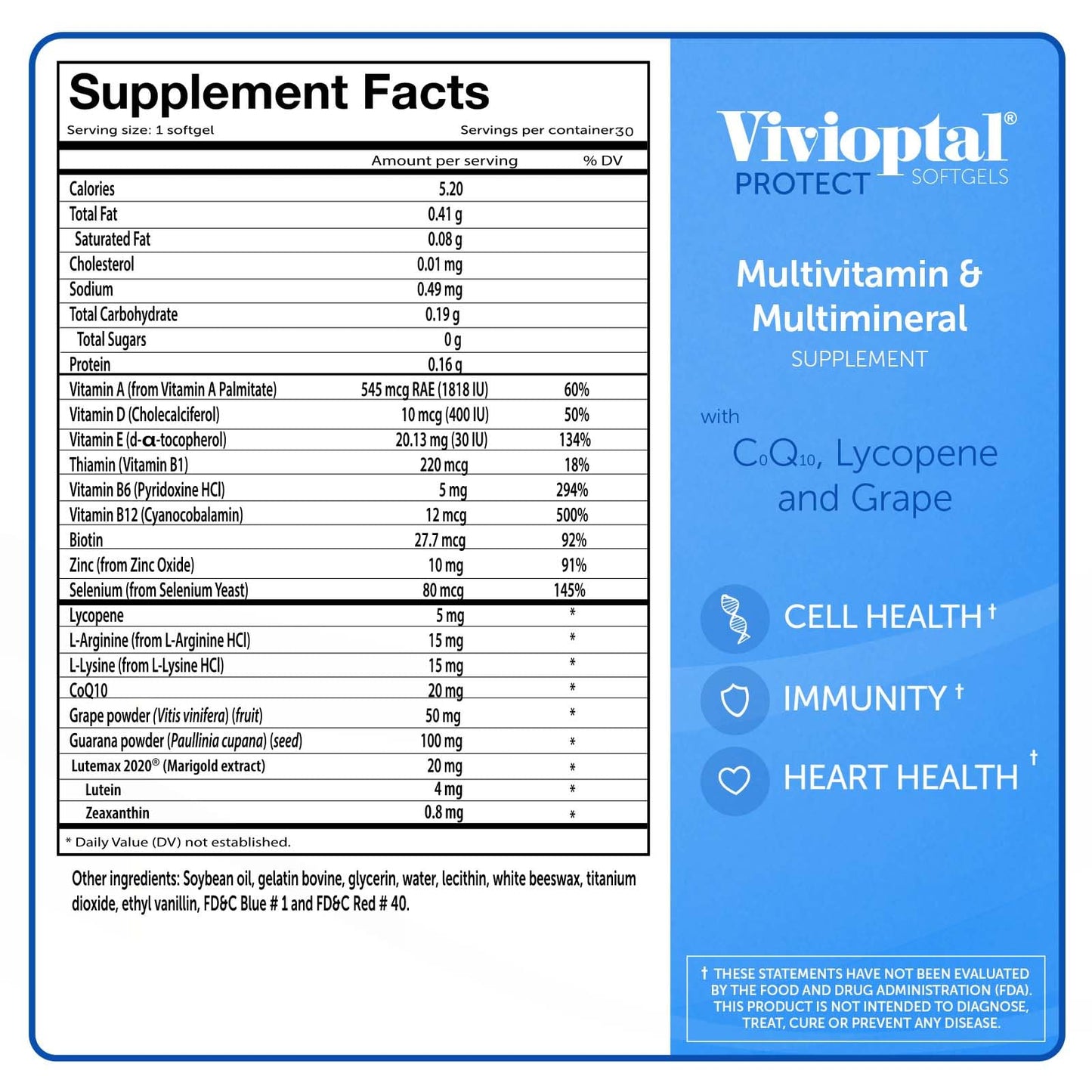 Vivioptal Vitamins Vivioptal for Men Softgel, 30 Softgels