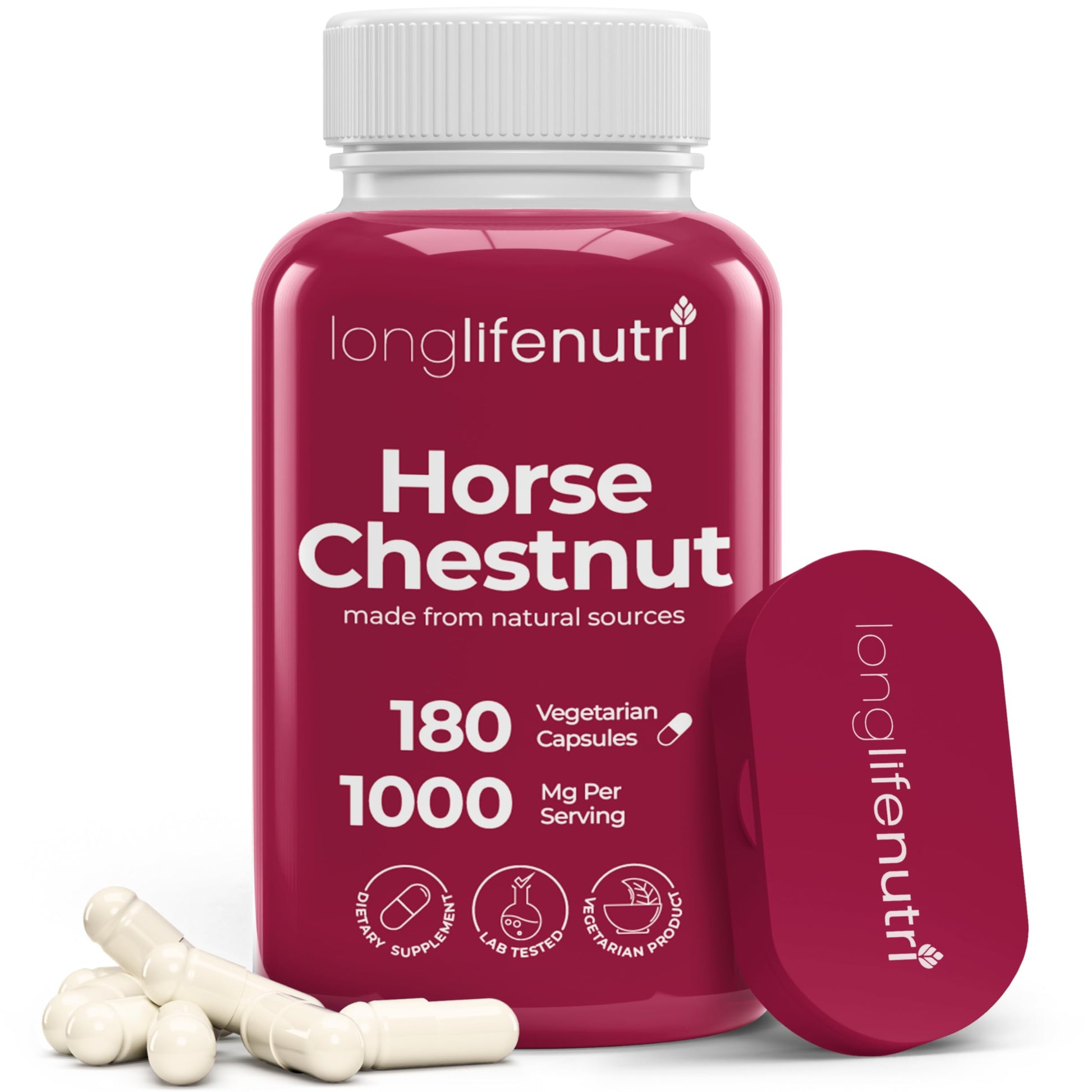 LongLifeNutri Horse Chestnut Extract 500mg Capsules, 180 Count