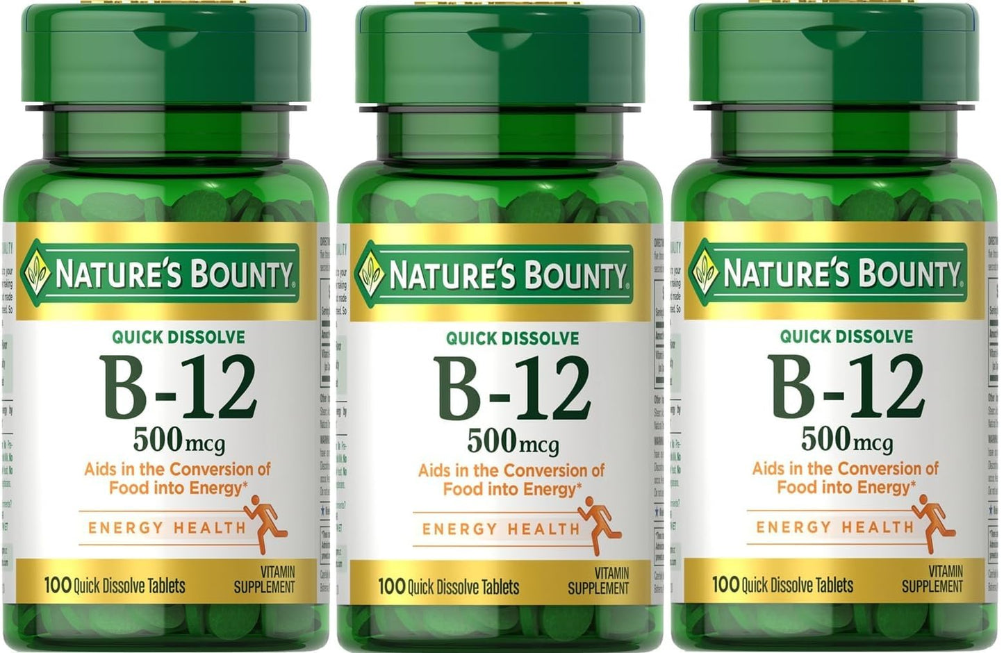 Nature's Bounty Vitamin B-12 500 mcg Tablets, 300 Count