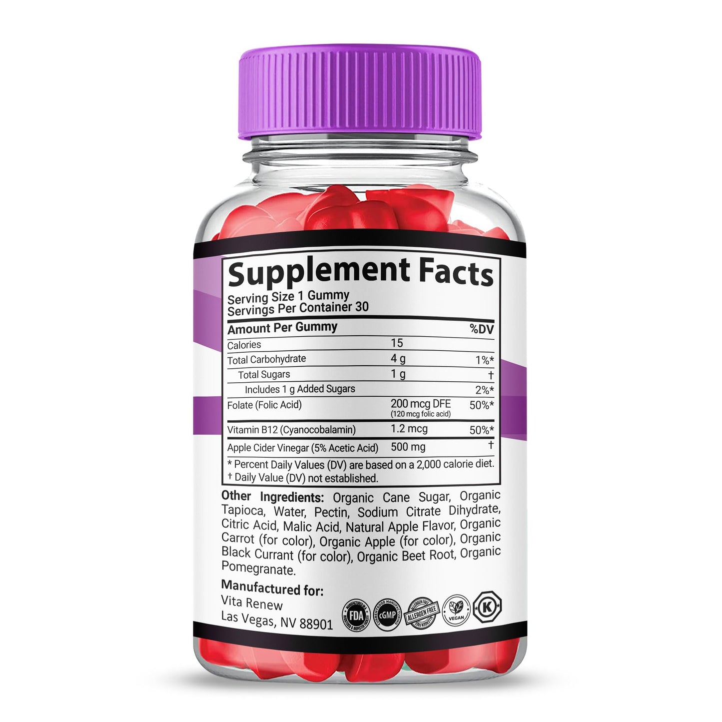 Gold Nutra Vita Ren Gummies, Vita ACV Gummies, 1 Count